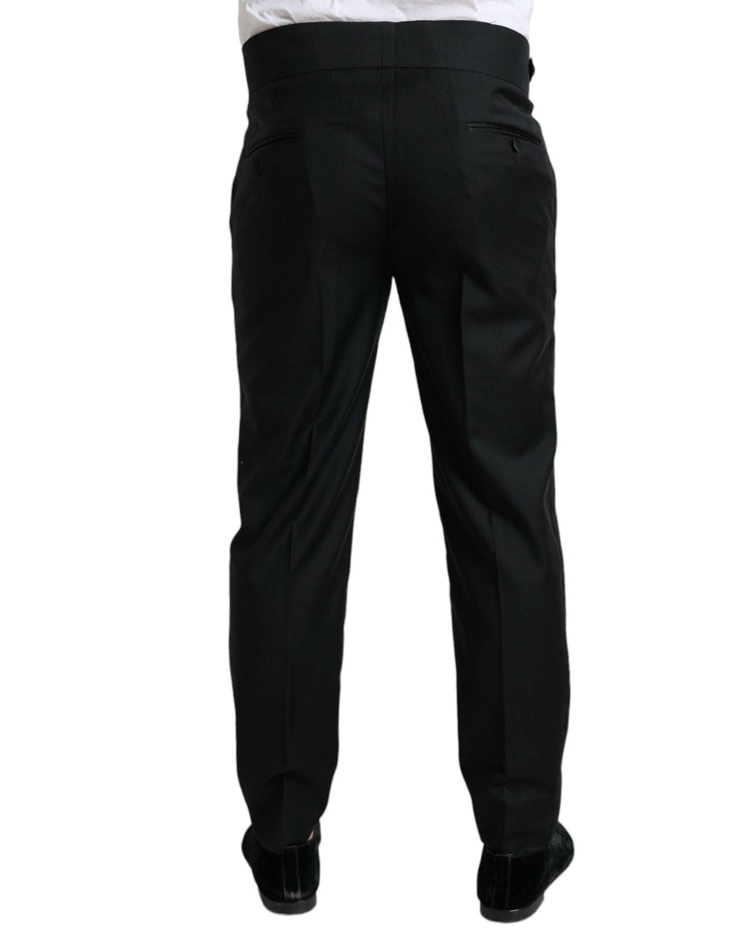 Dolce & Gabbana Black Wool Slim Fit Formal Trouser Dress Men's Pants