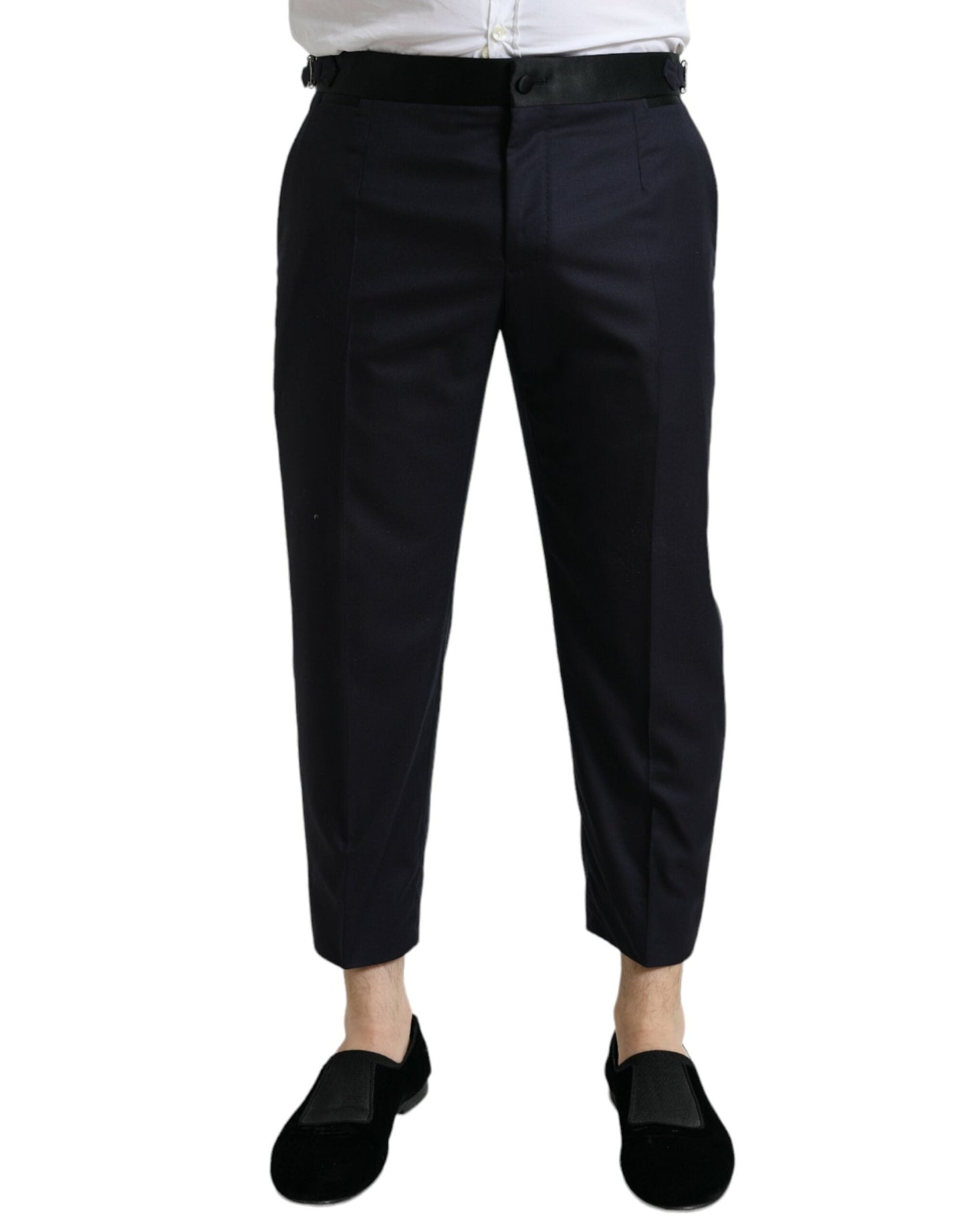 Dolce & Gabbana Blue Wool Cropped Tapered Men's Pants