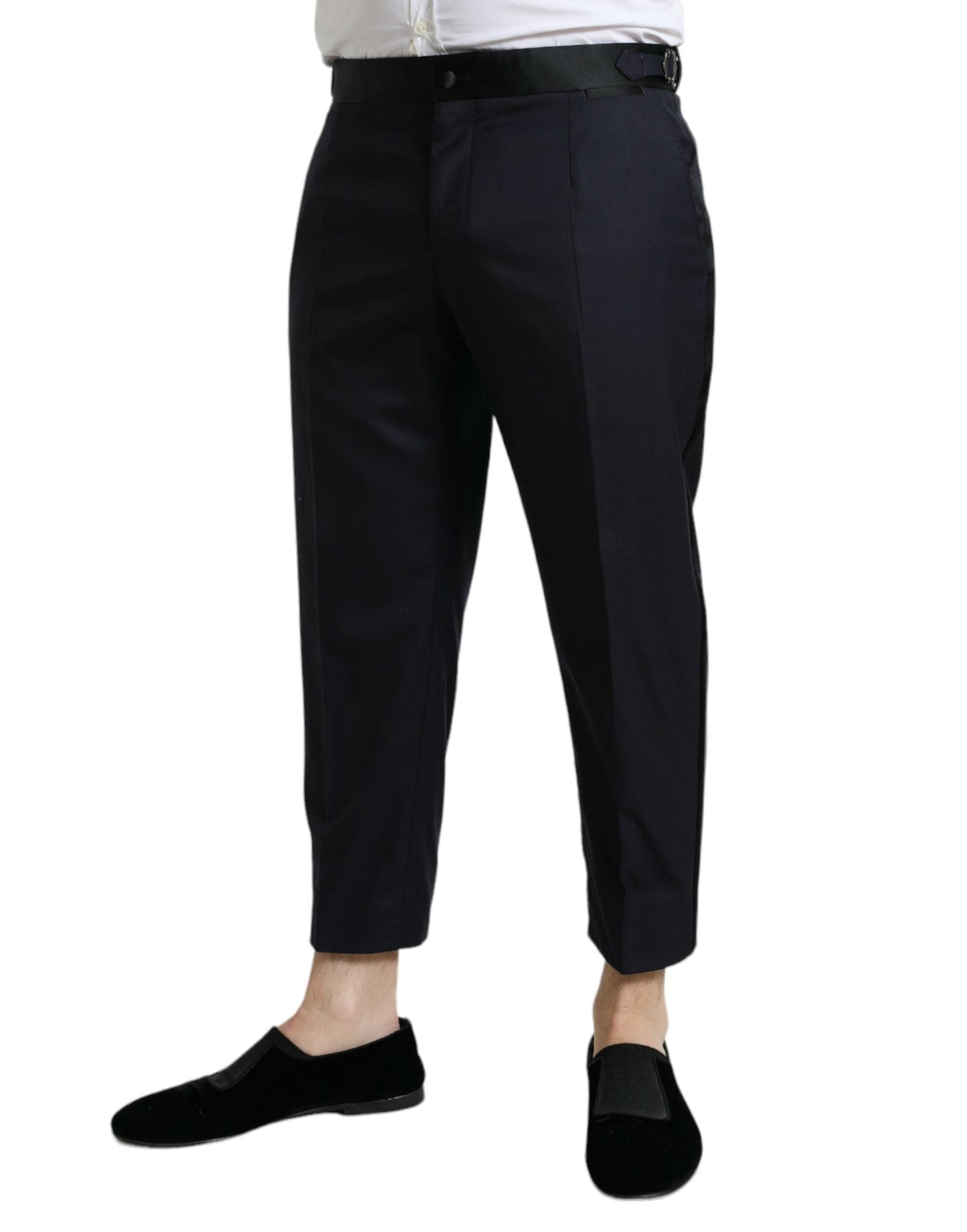 Dolce & Gabbana Blue Wool Cropped Tapered Men's Pants