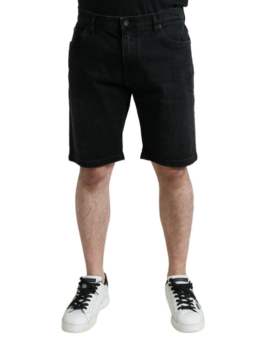 Dolce & Gabbana Black Cotton Stretch Bermuda Denim Men's Shorts