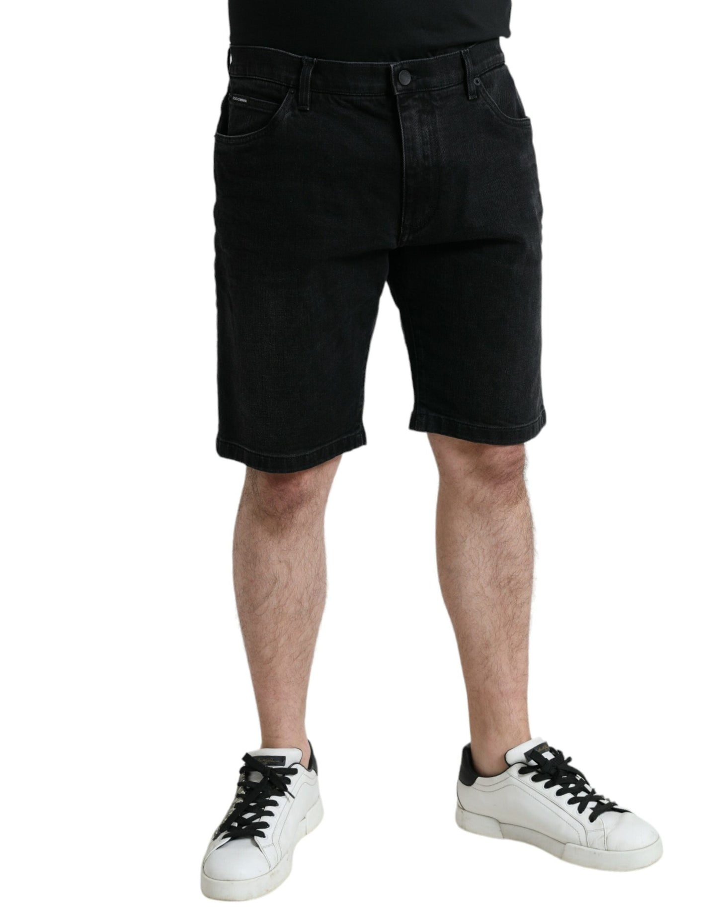Dolce & Gabbana Black Cotton Stretch Bermuda Denim Men's Shorts