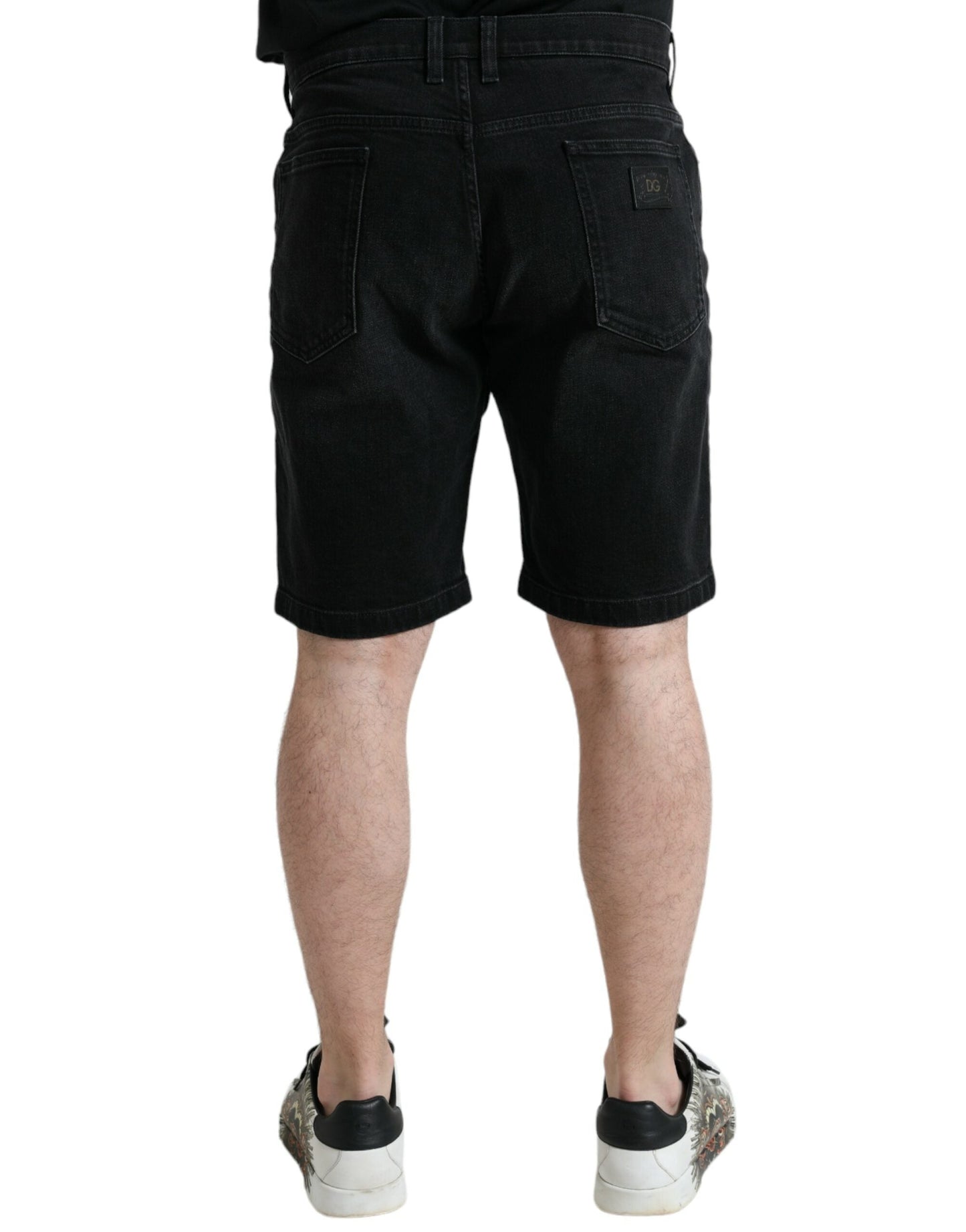 Dolce & Gabbana Black Cotton Stretch Bermuda Denim Men's Shorts