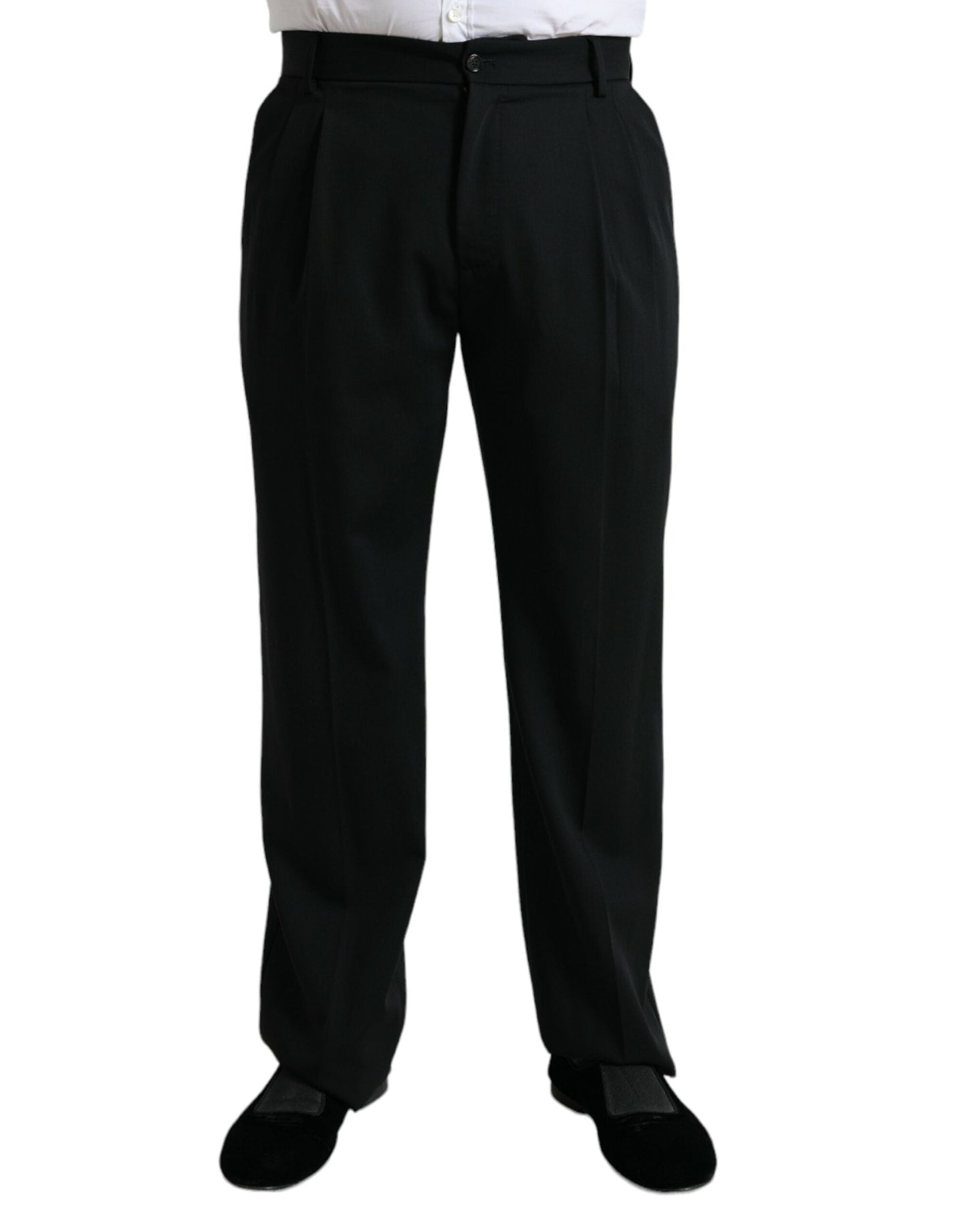 Dolce & Gabbana Black Wool Formal Straight Fit Dress Men's Pants