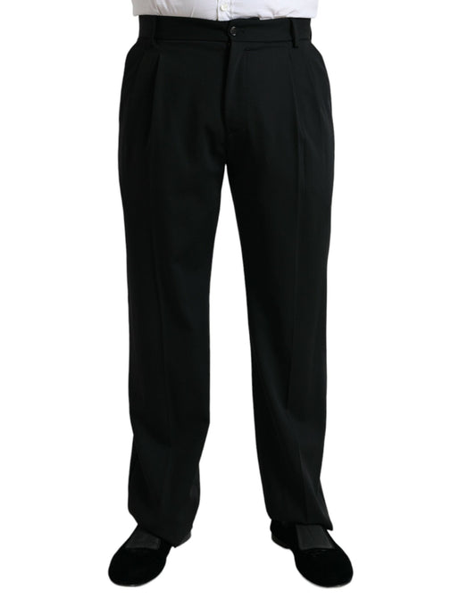 Dolce & Gabbana Black Wool Formal Straight Fit Dress Men's Pants