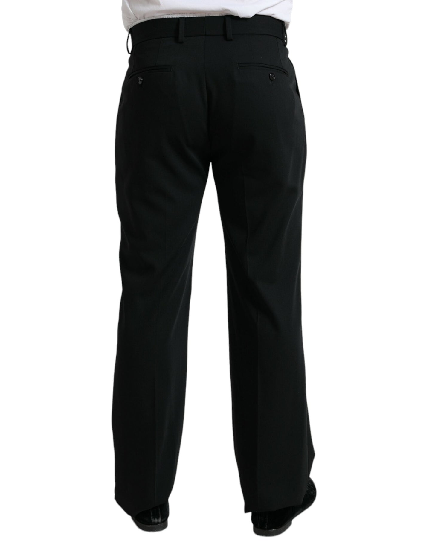Dolce & Gabbana Black Wool Formal Straight Fit Dress Men's Pants