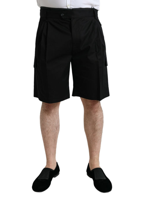 Dolce & Gabbana Black Cotton Stretch Cargo Bermuda Men's Shorts