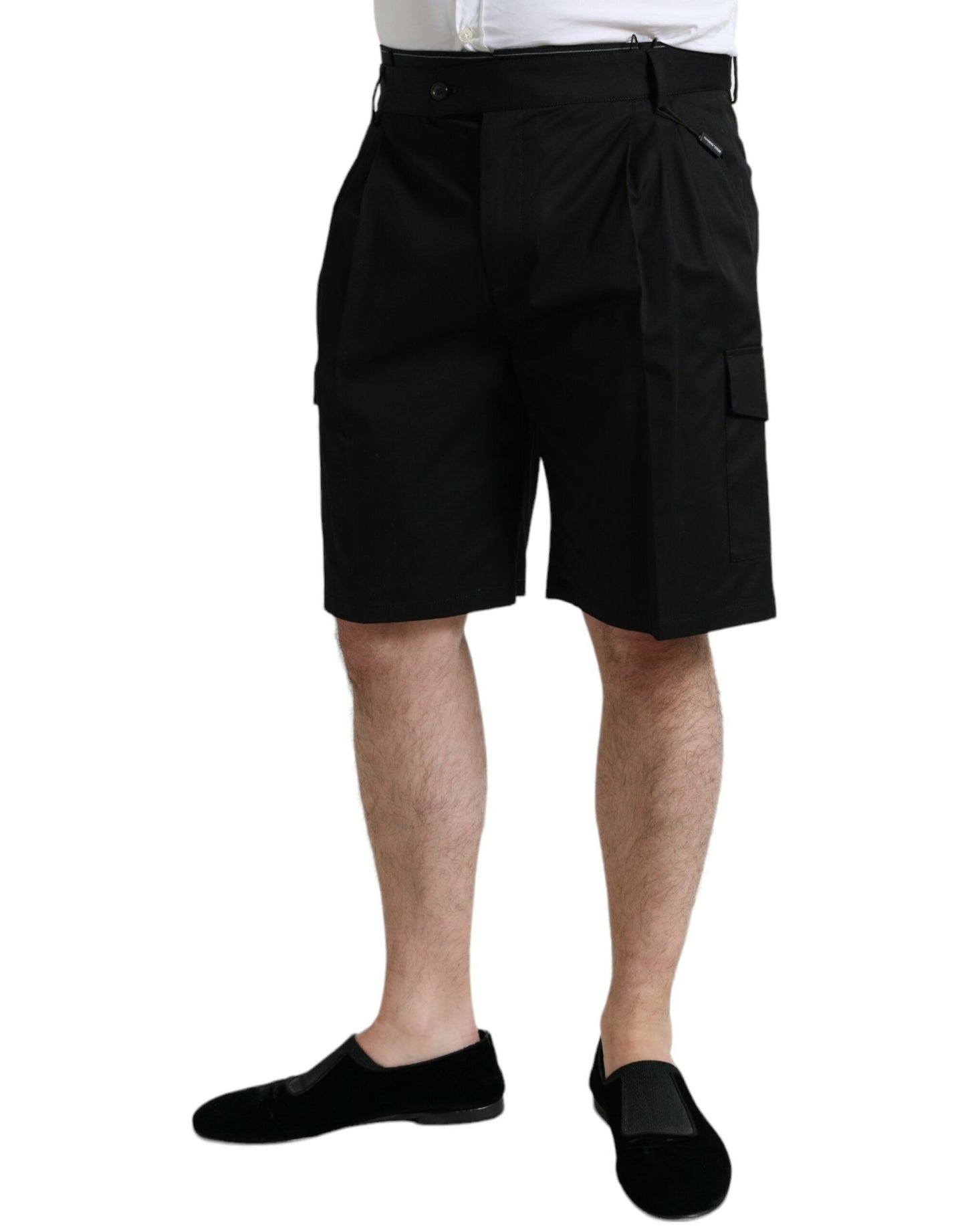 Dolce & Gabbana Black Cotton Stretch Cargo Bermuda Men's Shorts