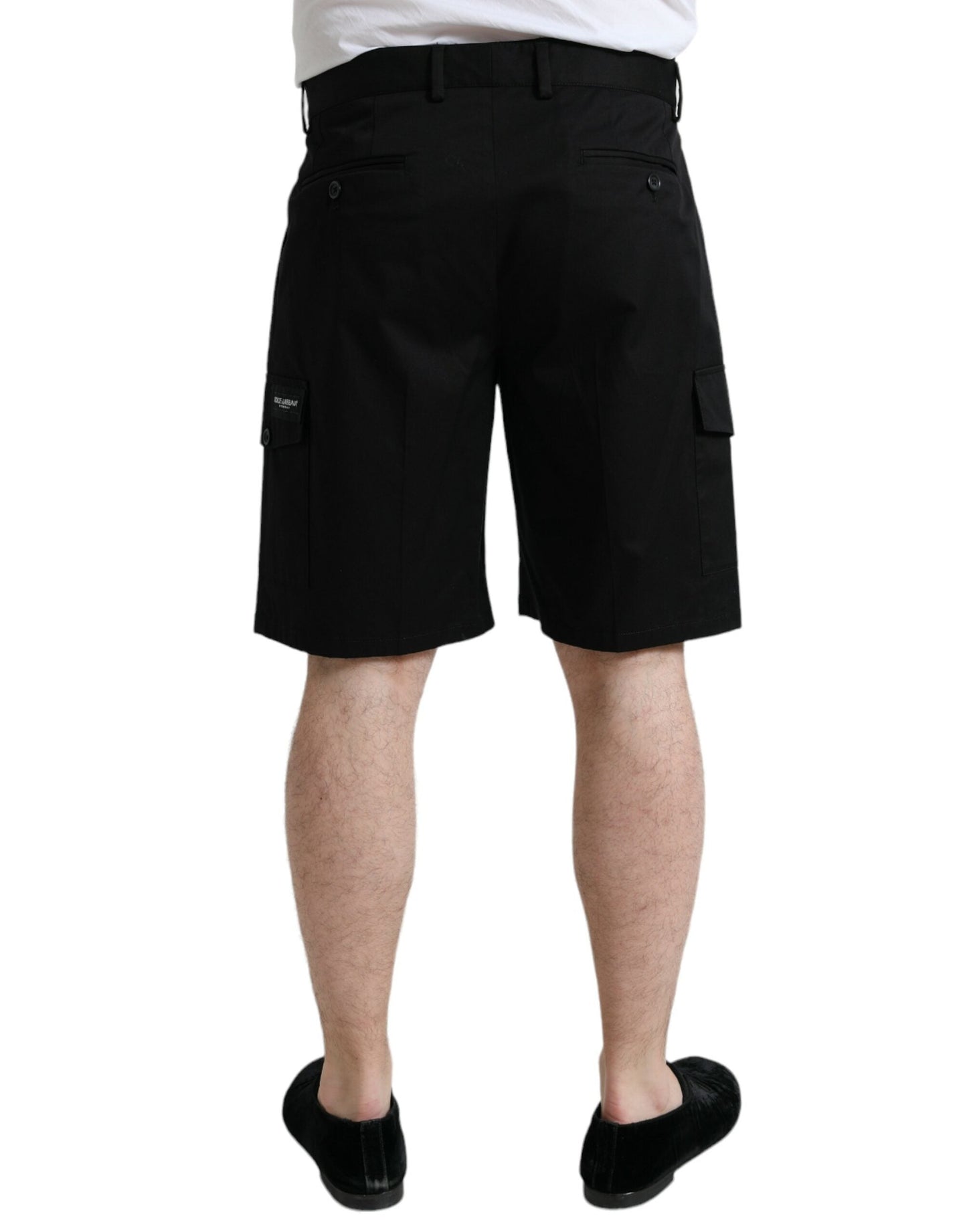 Dolce & Gabbana Black Cotton Stretch Cargo Bermuda Men's Shorts