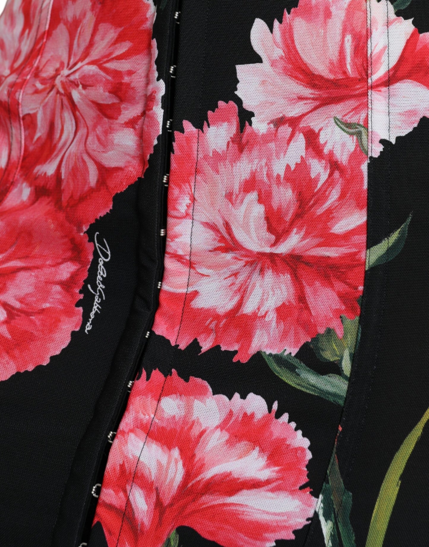 Dolce & Gabbana Black Carnation Pencil Cut Knee Length Women's Skirt