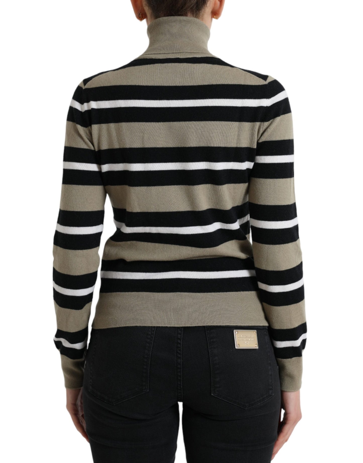 Dolce & Gabbana Multicolor Stripes Logo Turtle Neck Pullover Women's Sweater