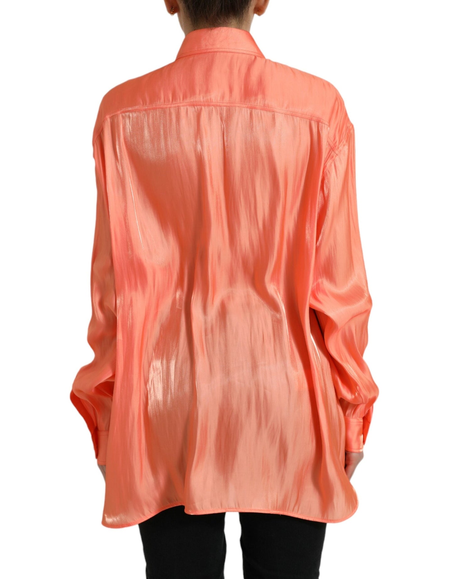 Dolce & Gabbana Peach Long Sleeve Button Down Blouse Women's Top