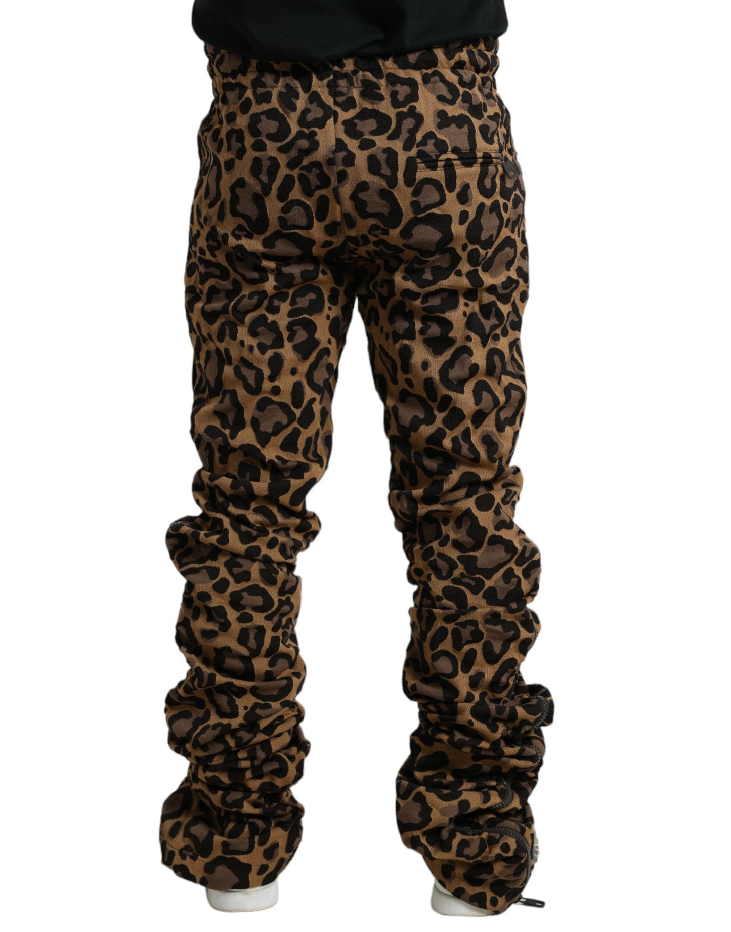 Dolce & Gabbana Brown Leopard Jacquard Jogger Men's Pants