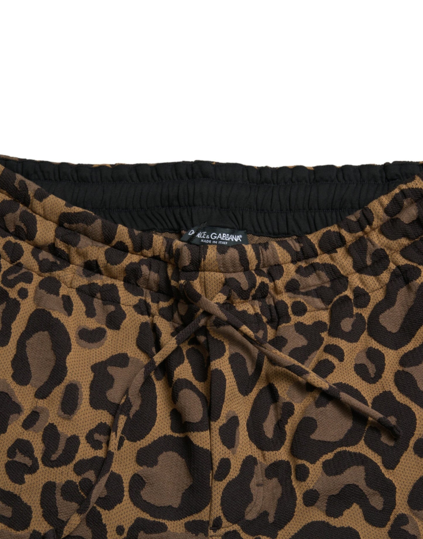 Dolce & Gabbana Brown Leopard Jacquard Jogger Men's Pants