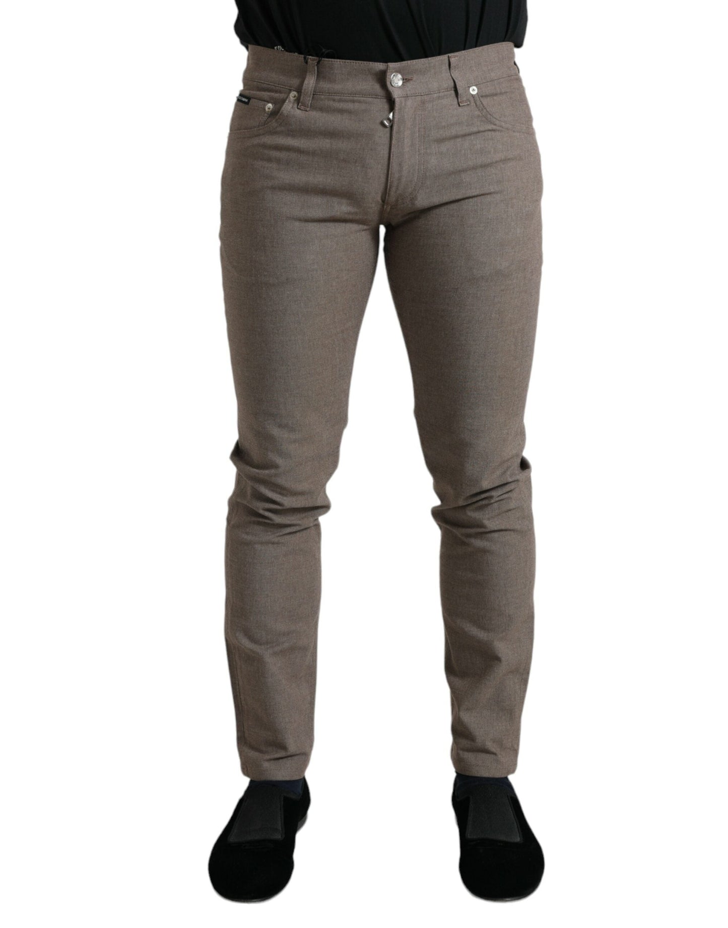 Dolce & Gabbana Brown Cotton Stretch Skinny Men Men's Pants
