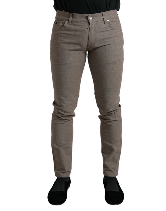Dolce & Gabbana Brown Cotton Stretch Skinny Men Men's Pants