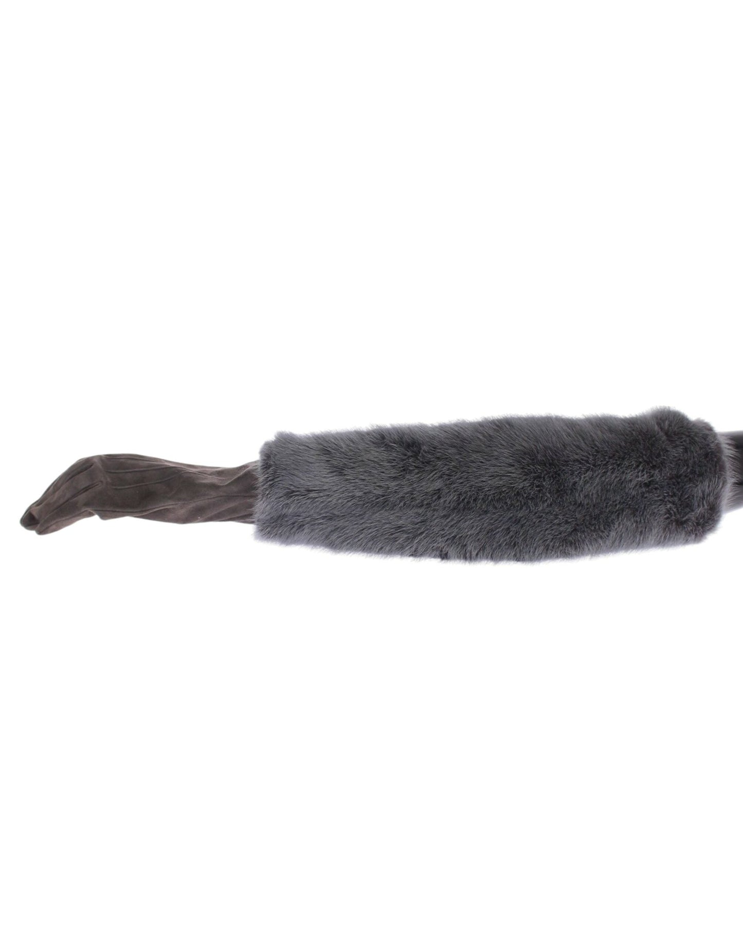 Dolce & Gabbana Gray Mink Fur Lambskin Suede Leather Women's Gloves
