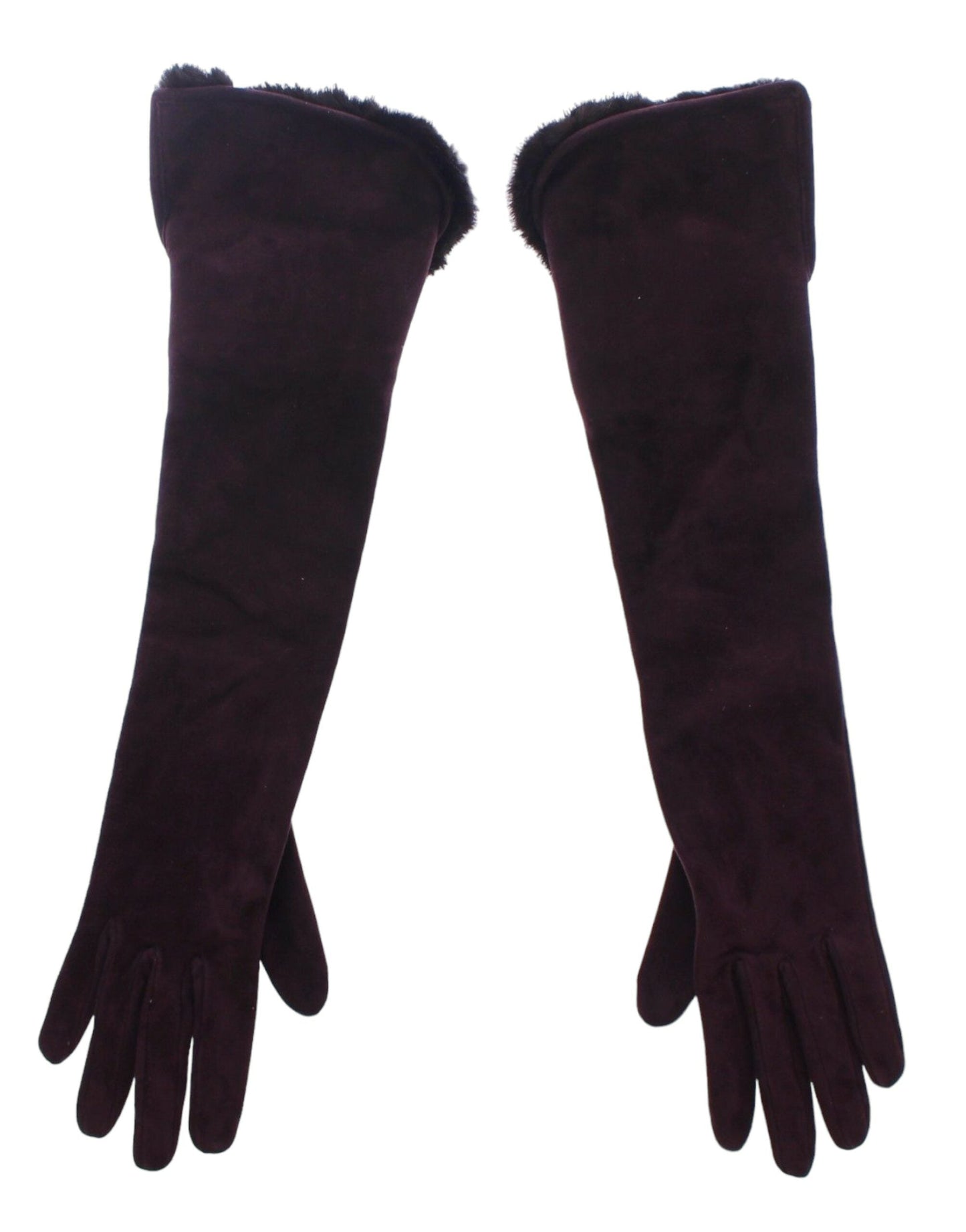 Dolce & Gabbana Purple Mink Fur Goatskin Suede Leather Women's Gloves