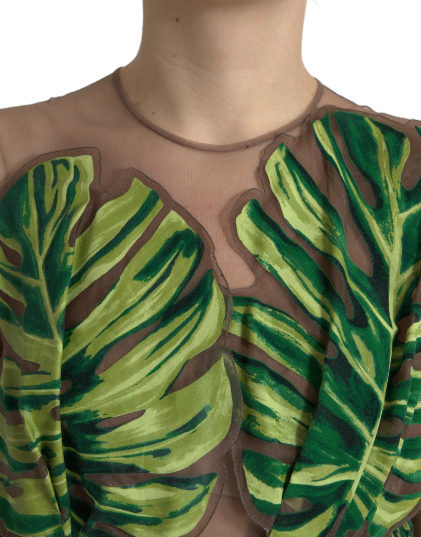 Dolce & Gabbana Green Banana Leaf Sleeveless Long Maxi Women's Dress