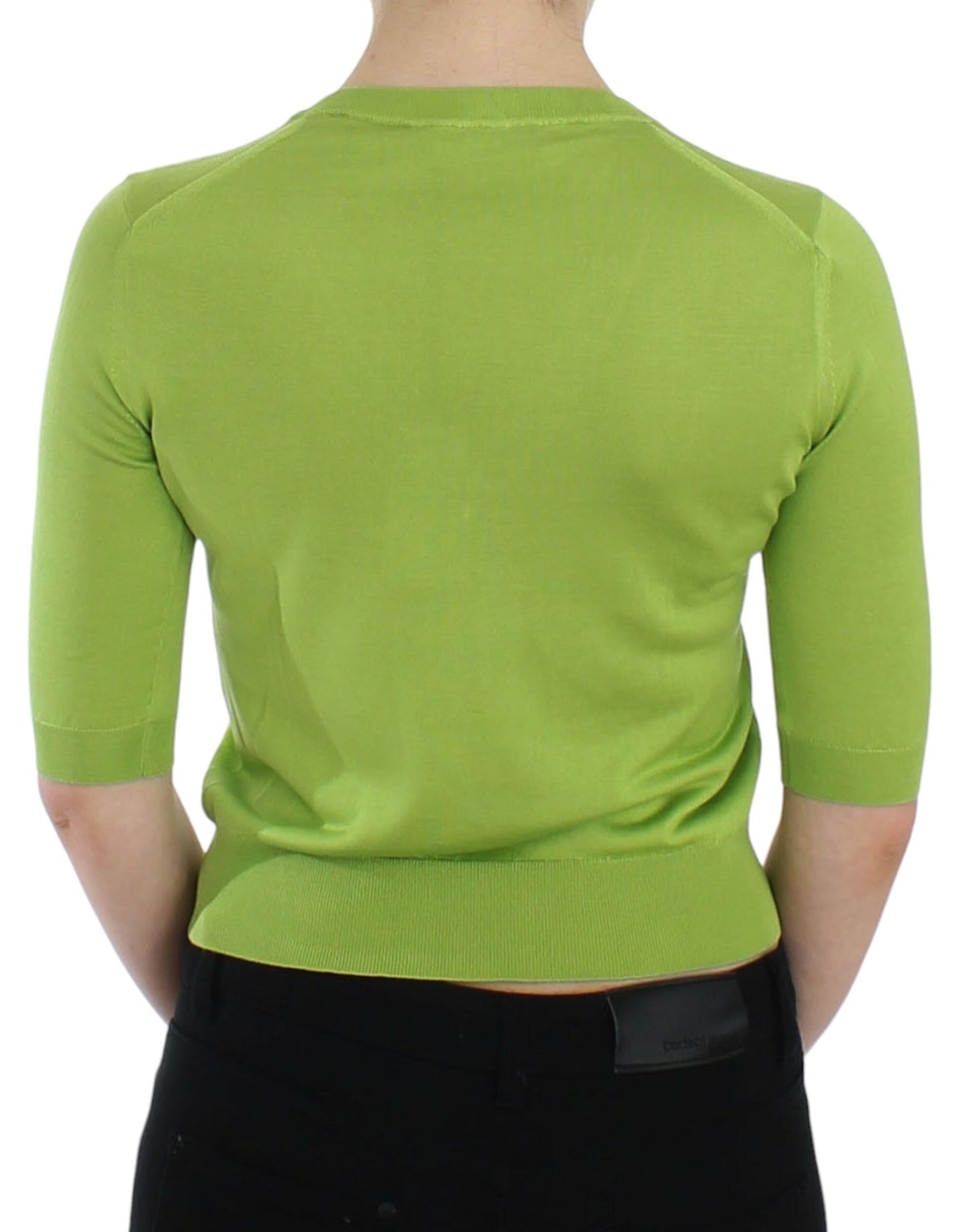 Dolce & Gabbana Green Wool V-neck Pullover Sweater Women's Top