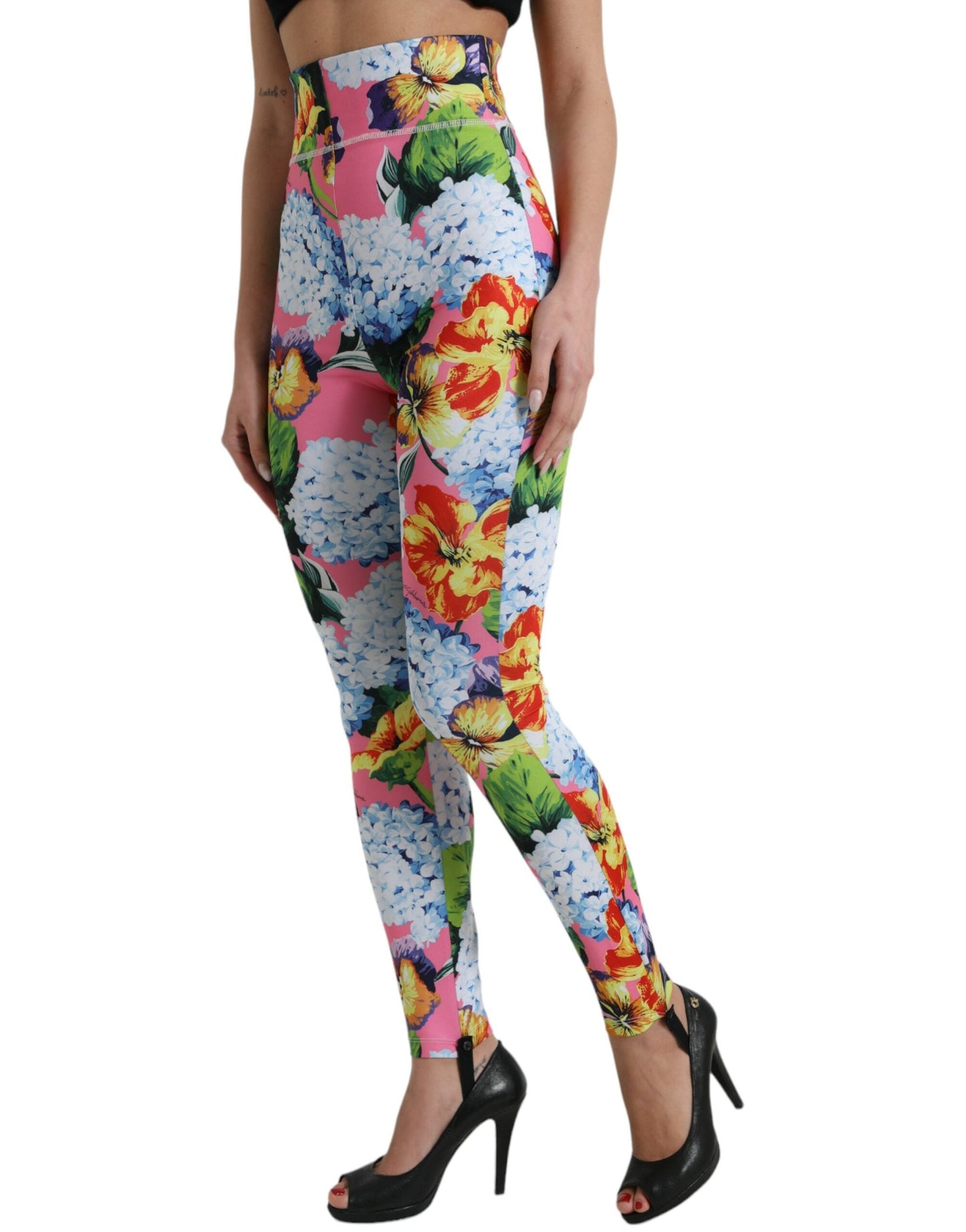 Dolce & Gabbana Multicolor Floral High Waist Leggings Women's Pants