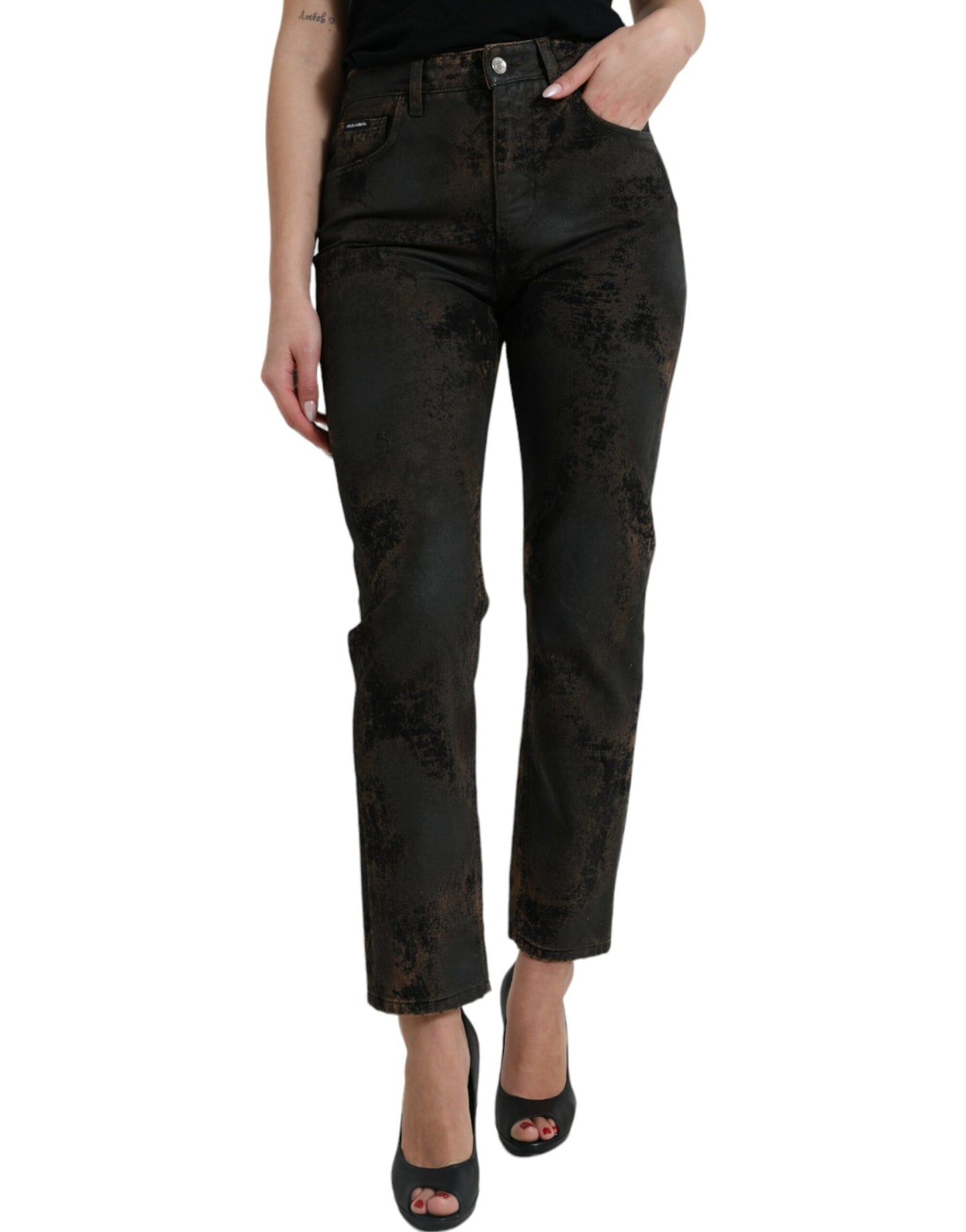 Dolce & Gabbana Brown BOYFRIEND Mid Waist Cotton Denim Women's Jeans
