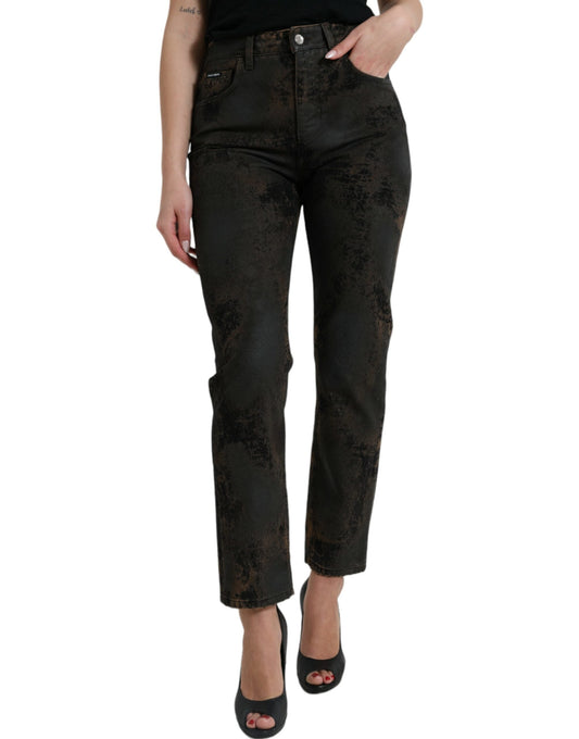 Dolce & Gabbana Brown BOYFRIEND Mid Waist Cotton Denim Women's Jeans