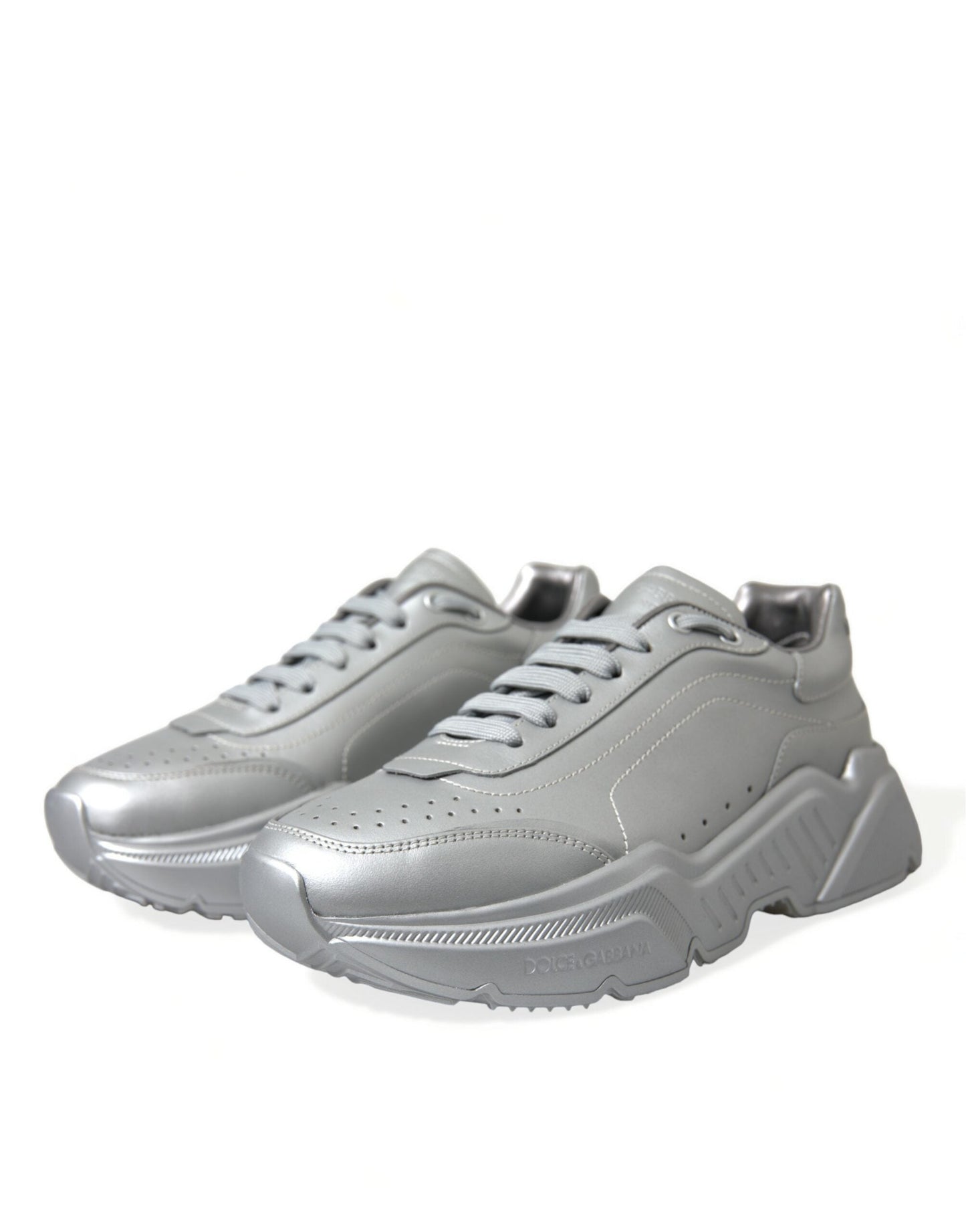 Dolce & Gabbana Silver DAYMASTER Leather Men Casual Sneakers Men's Shoes