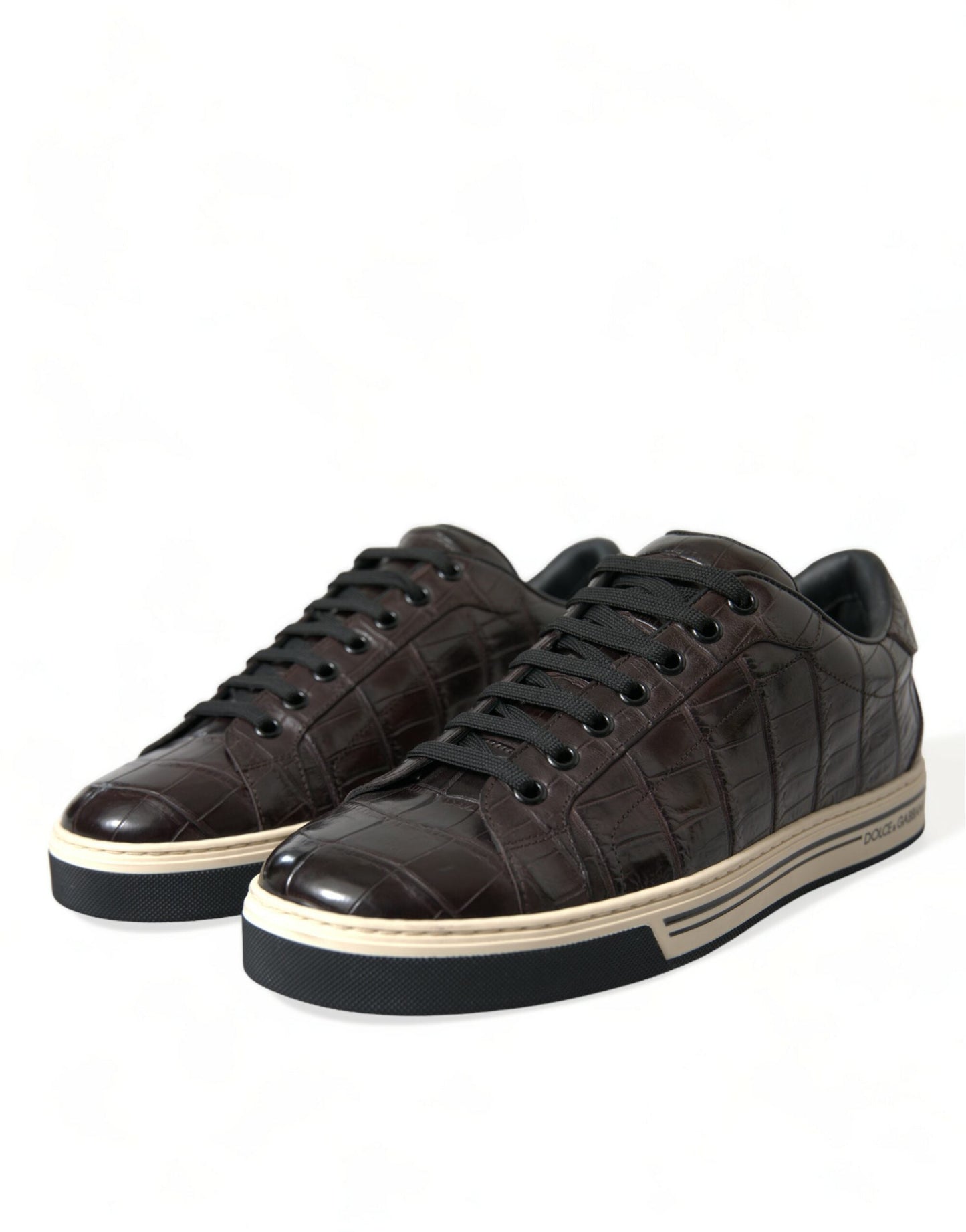 Dolce & Gabbana Brown Croc Exotic Leather Men Casual Sneakers Men's Shoes