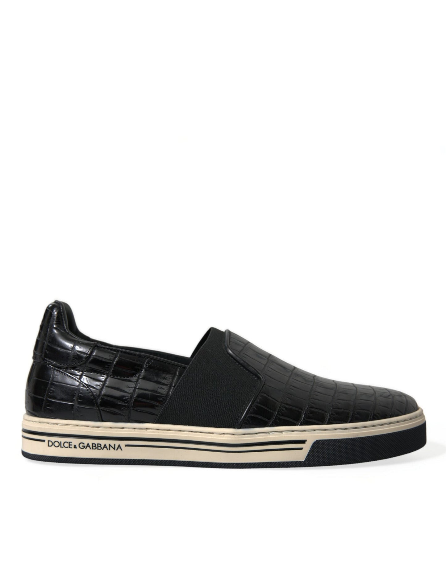 Dolce & Gabbana Black Croc Exotic Leather Sneakers Men's Shoes