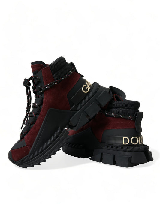 Dolce & Gabbana Burgundy Super King High Top Men Sneakers Men's Shoes