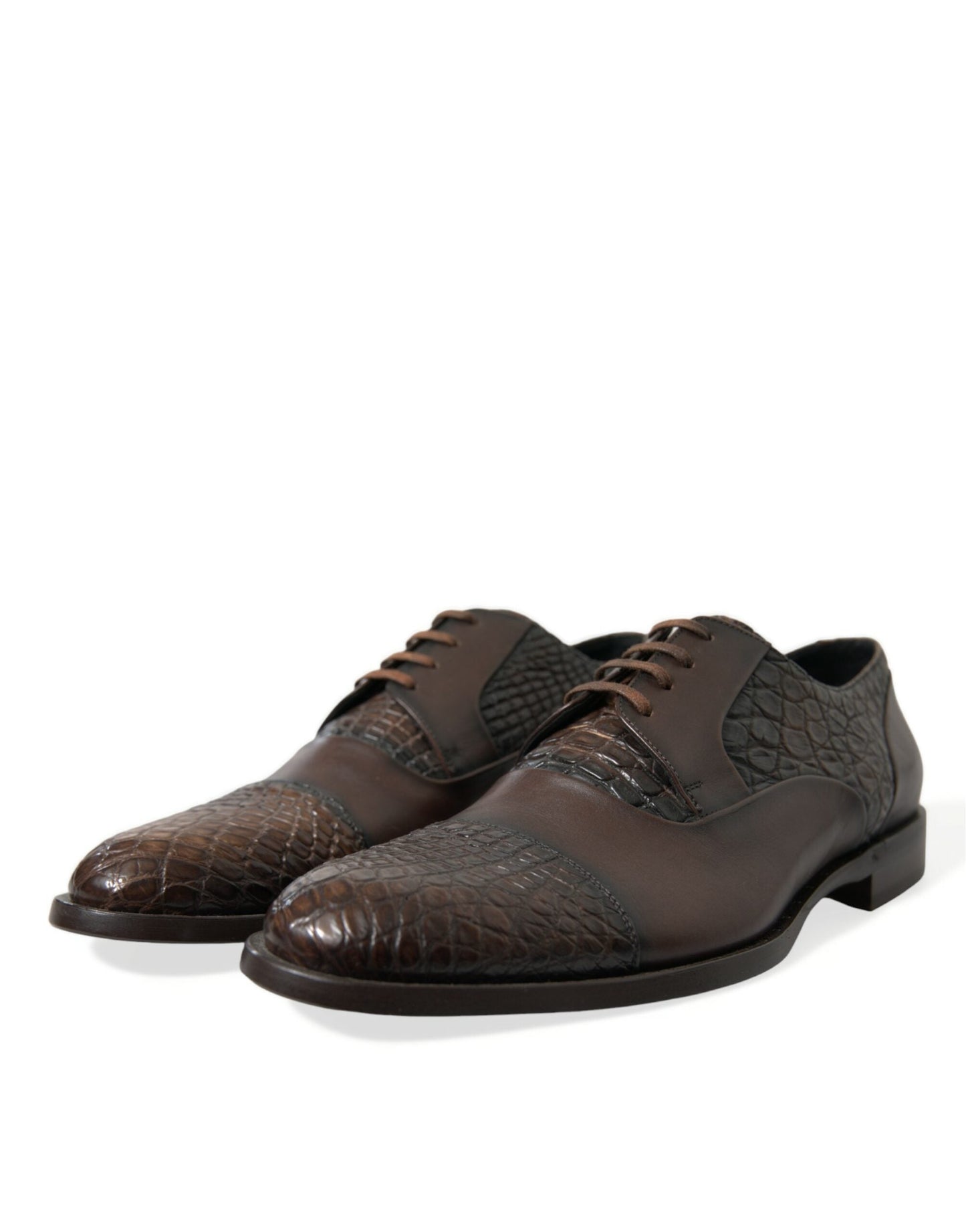 Dolce & Gabbana Brown Exotic Leather Lace Up Oxford Dress Men's Shoes