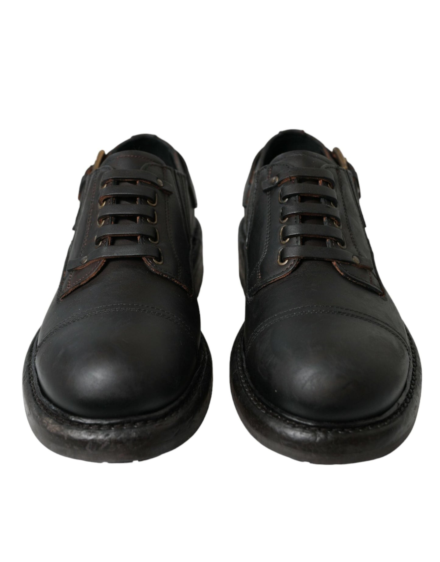 Dolce & Gabbana Brown Leather Lace Up Derby Men Dress Men's Shoes