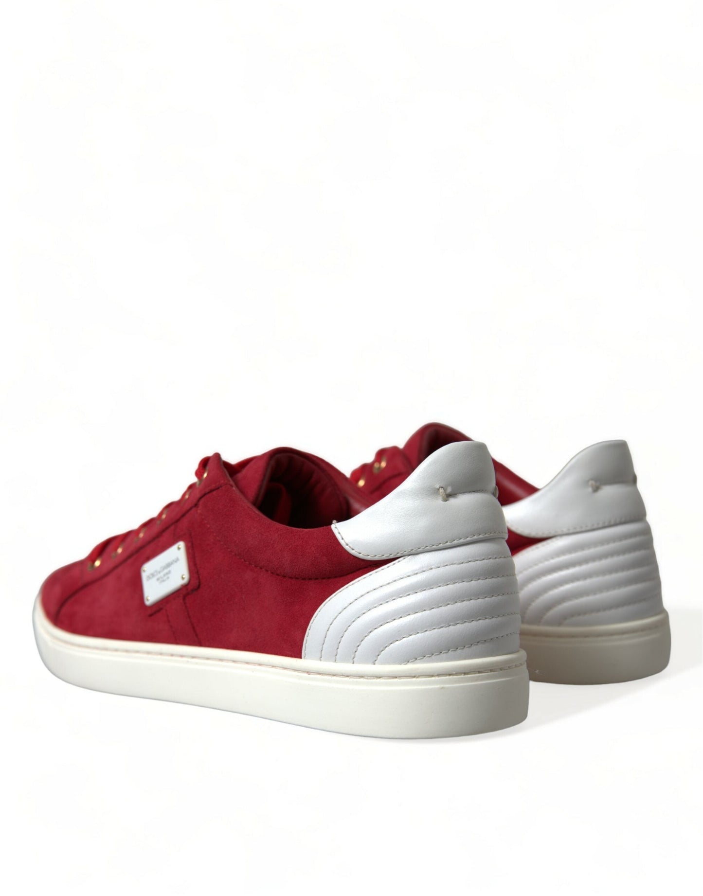 Dolce & Gabbana Red Suede Leather Men Low Top Sneakers Men's Shoes