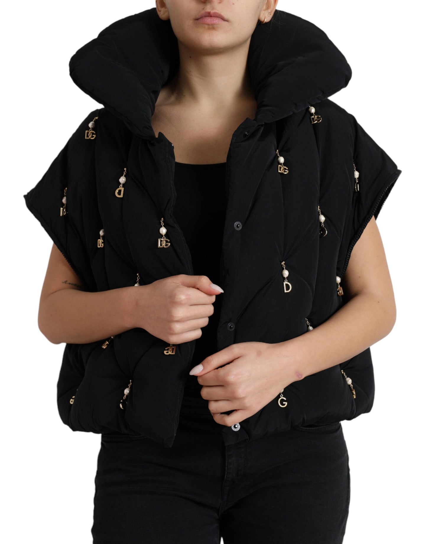 Dolce & Gabbana Black Embellished Quilted Shell Bomber Women's Jacket