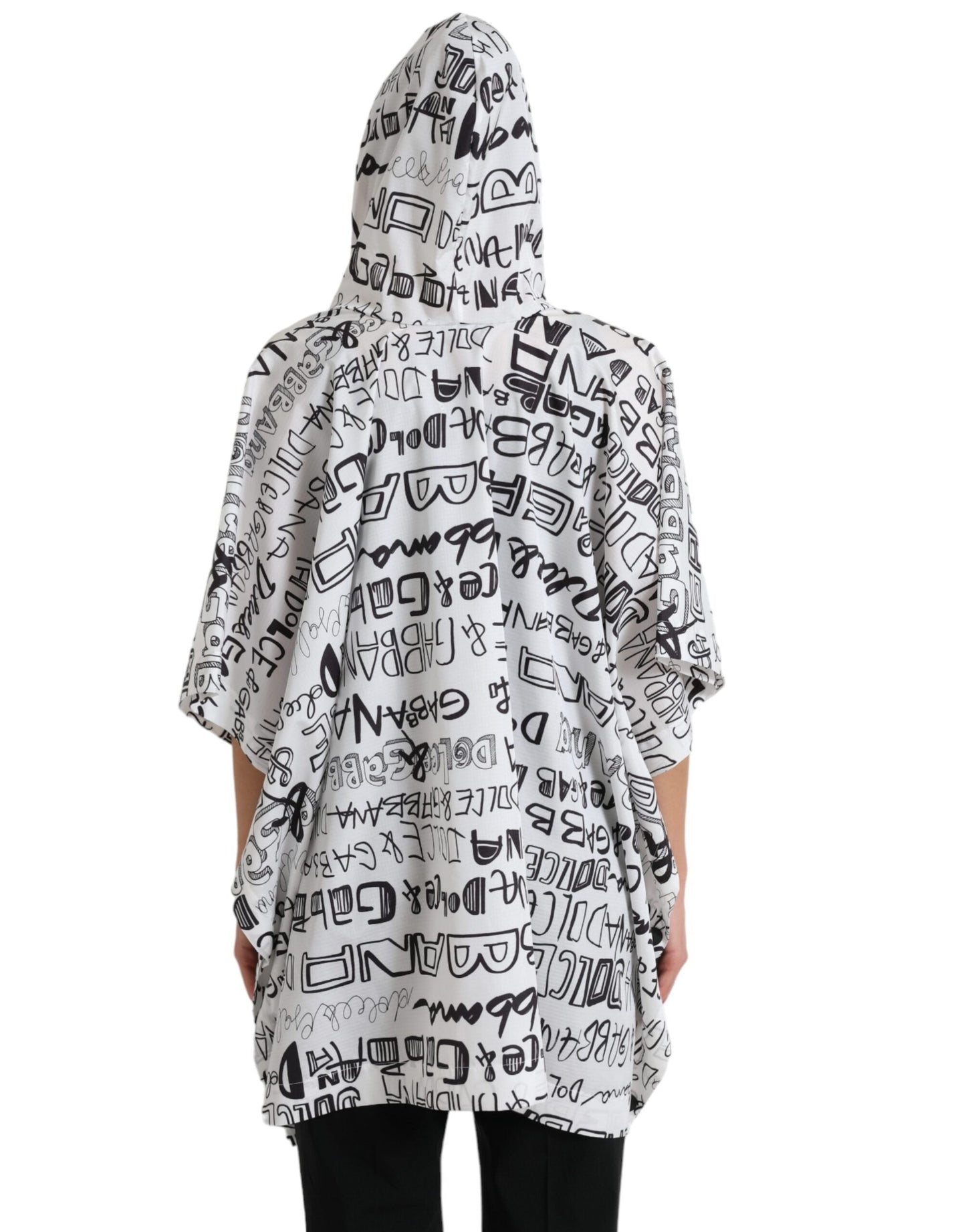 Dolce & Gabbana White Logo Print Hooded Blouson T-shirt Women's Top