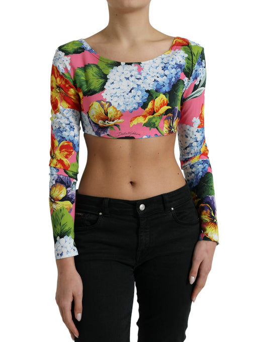 Dolce & Gabbana Multicolor Floral Long Sleeves Cropped Women's Top