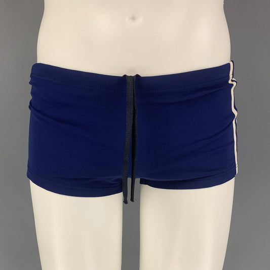 PRADA Size M Blue White Color Block Nylon Drawstring Speedo