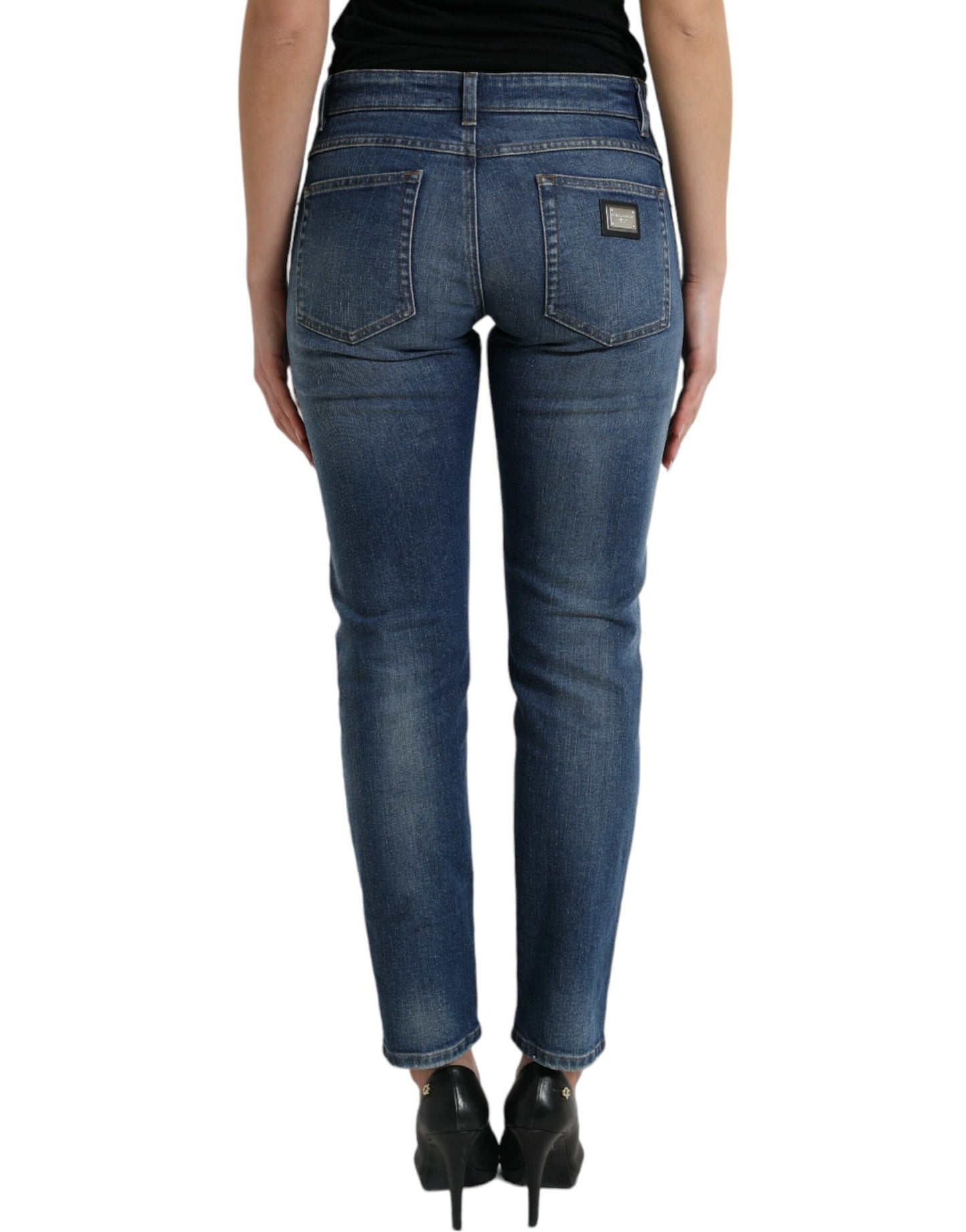 Dolce & Gabbana Blue BOYFRIEND Mid Waist Cotton Denim Women's Jeans