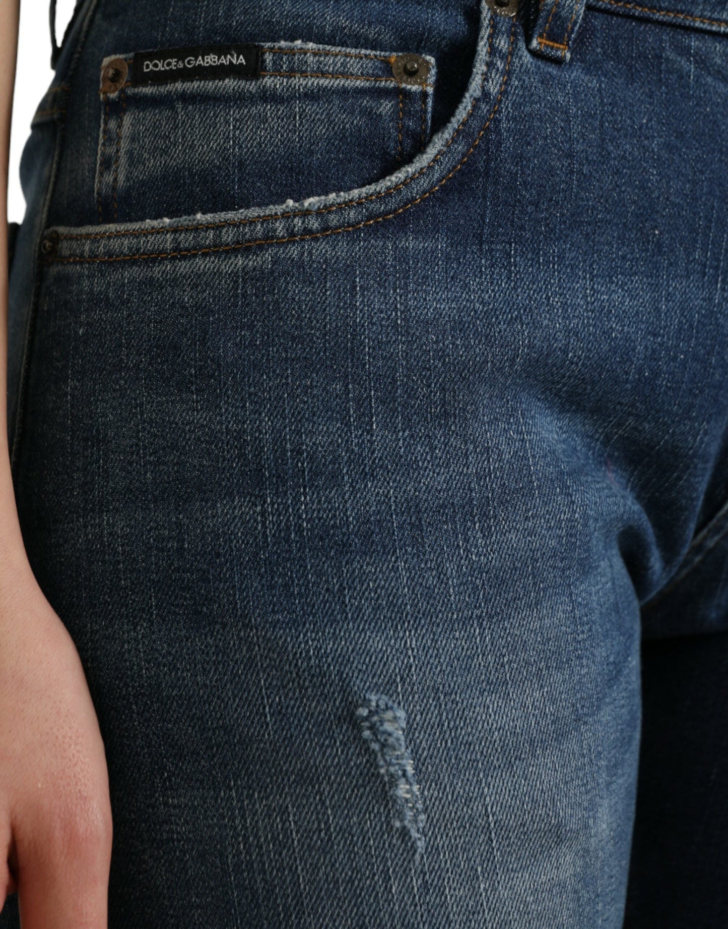 Dolce & Gabbana Blue BOYFRIEND Mid Waist Cotton Denim Women's Jeans