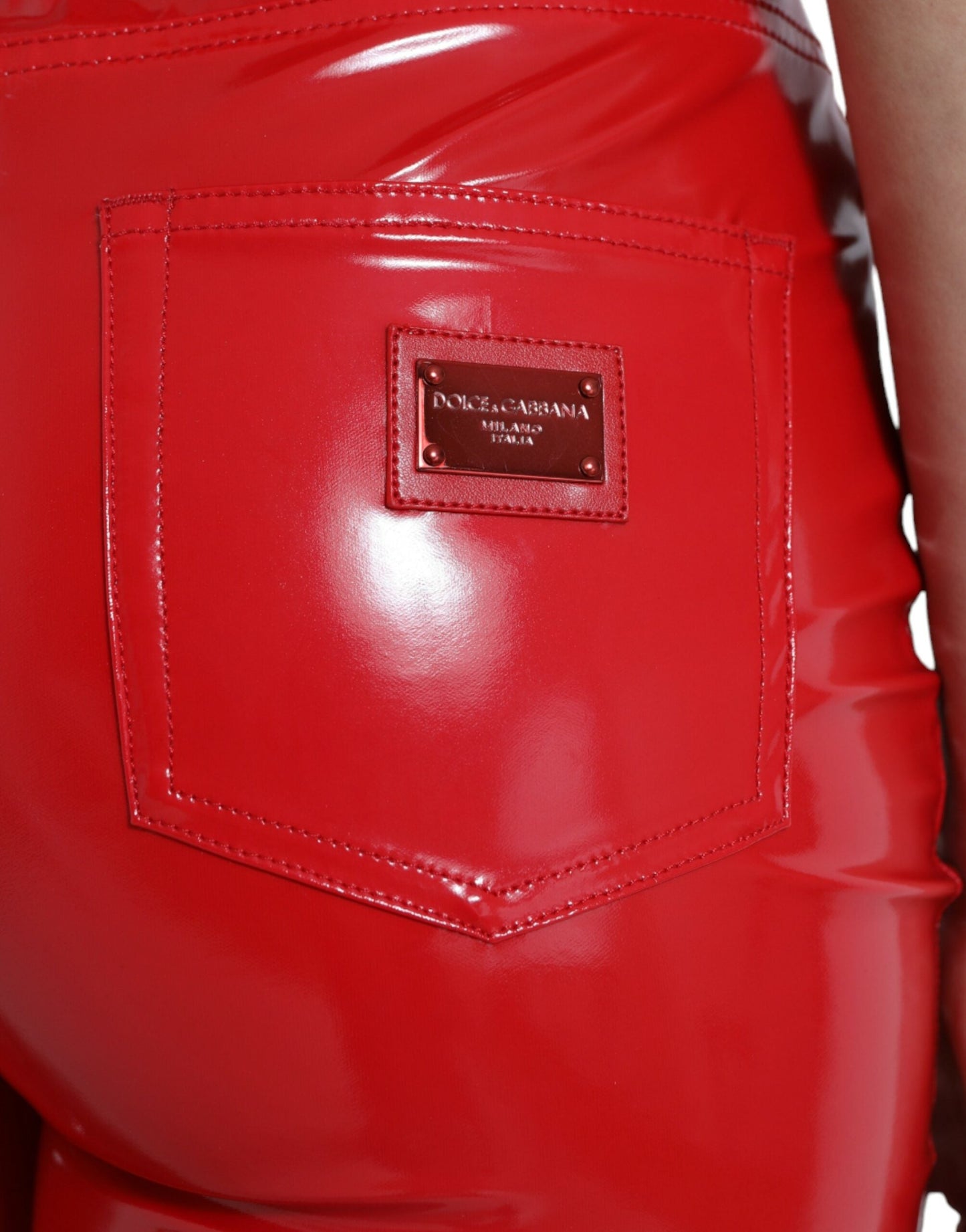 Dolce & Gabbana Shiny Red High Waist Skinny Women's Pants