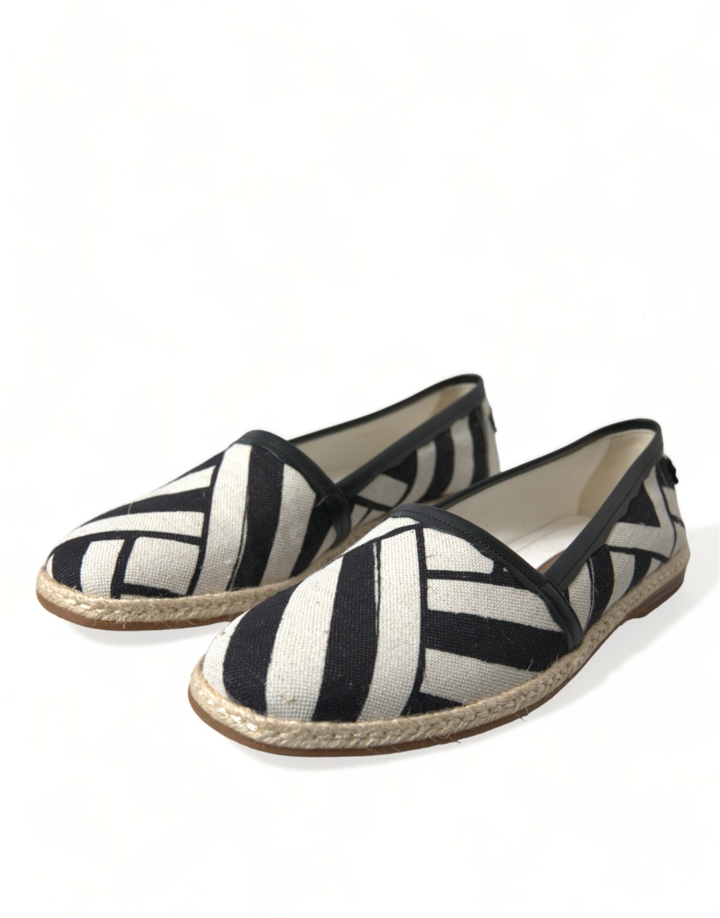 Dolce & Gabbana Beige Black Striped Canvas Espadrilles MONDELLO Men's Shoes