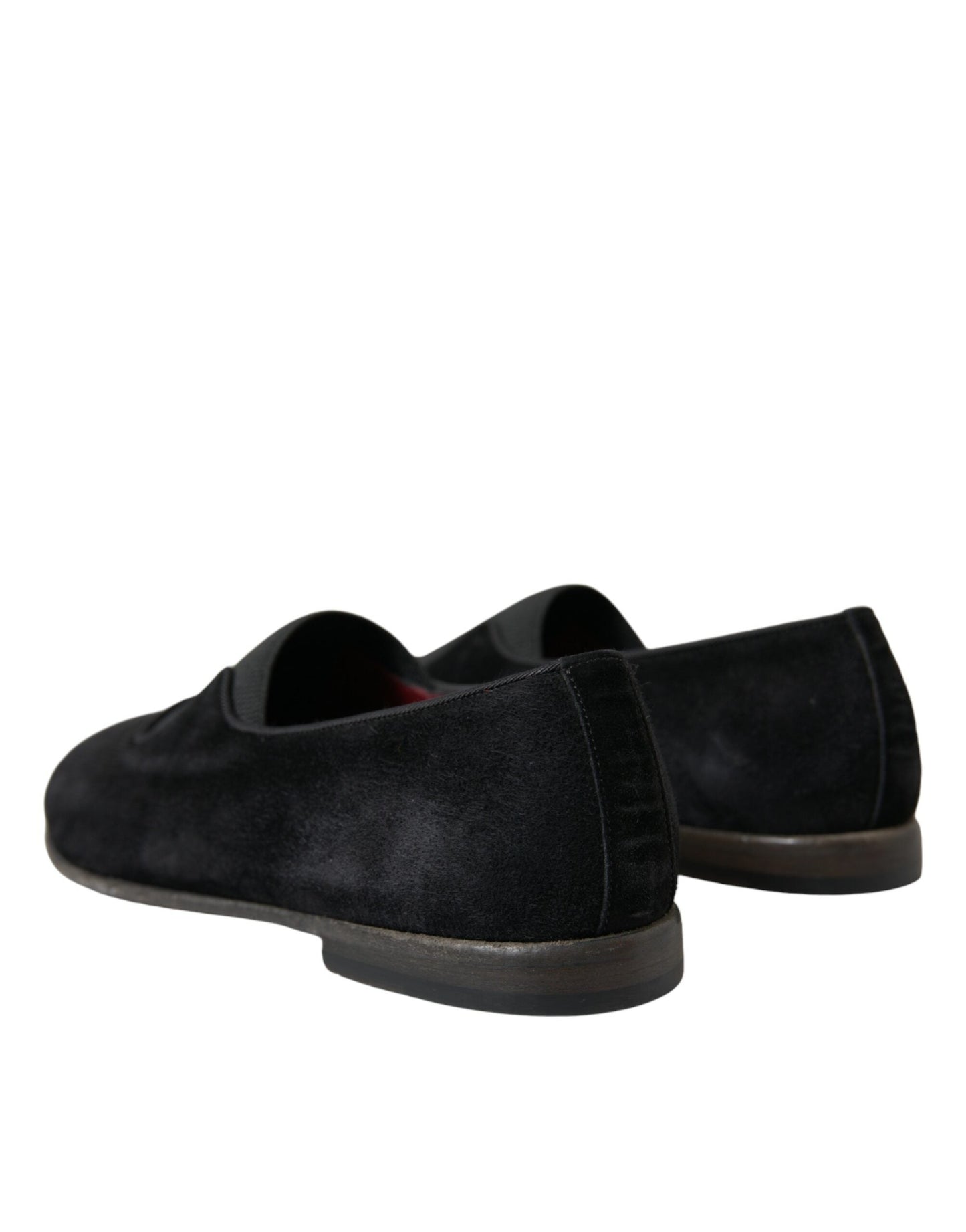 Dolce & Gabbana Black RUNWAY Velour AMALFI Loafers Men's Shoes