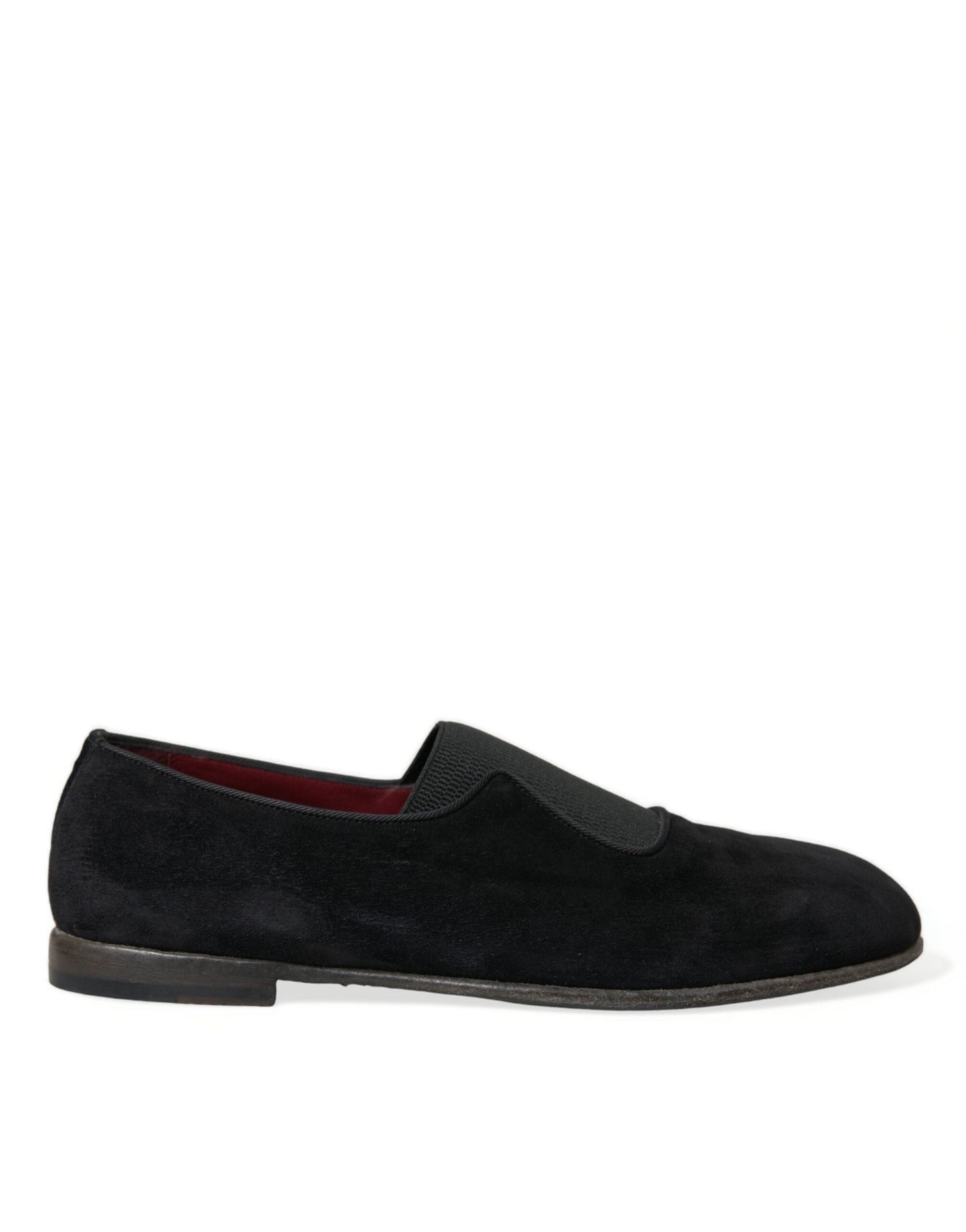 Dolce & Gabbana Black RUNWAY Velour AMALFI Loafers Men's Shoes