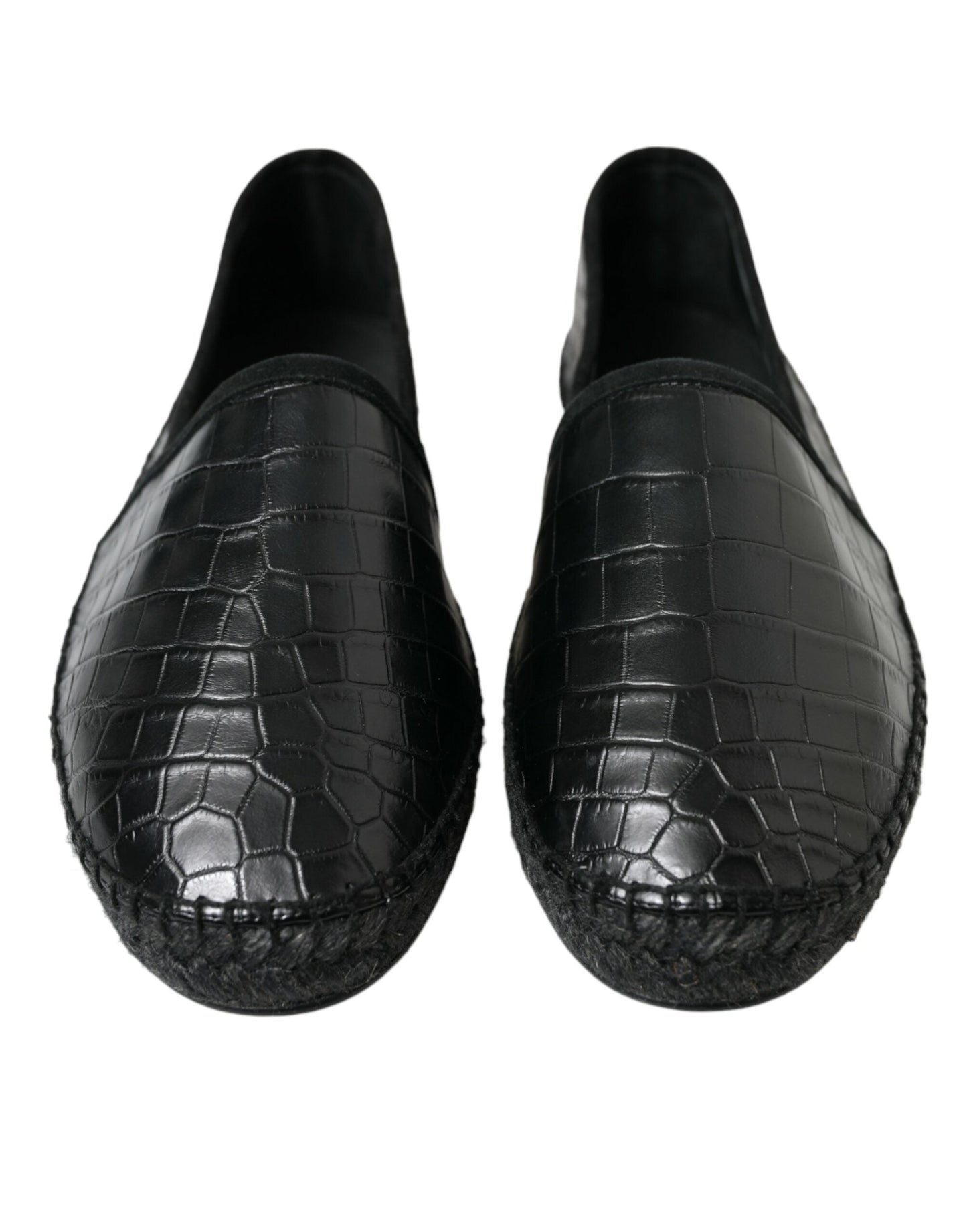 Dolce & Gabbana Black Exotic Leather Espadrilles Slip On Men's Shoes