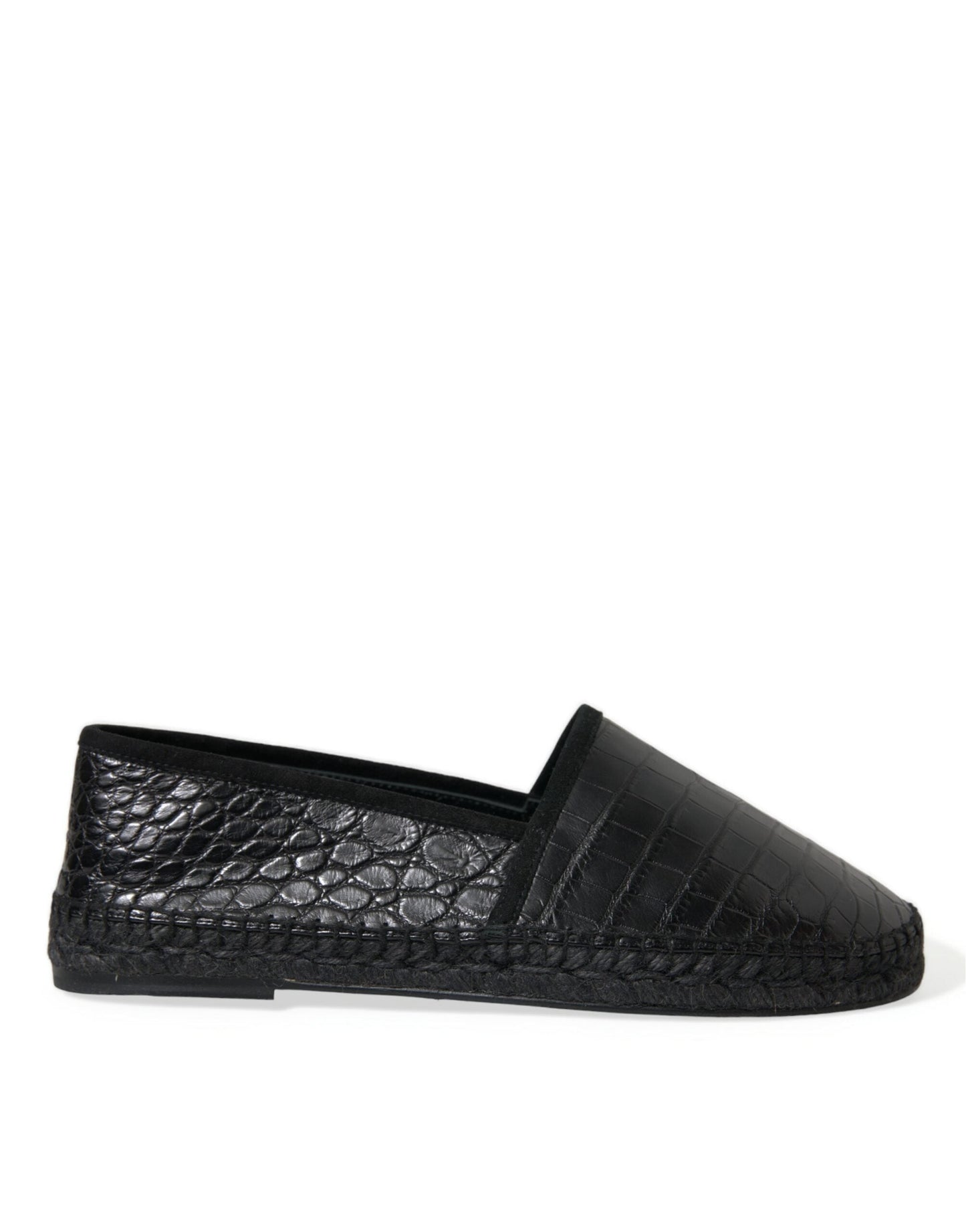 Dolce & Gabbana Black Exotic Leather Espadrilles Slip On Men's Shoes