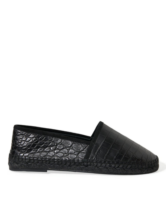 Dolce & Gabbana Black Exotic Leather Espadrilles Slip On Men's Shoes