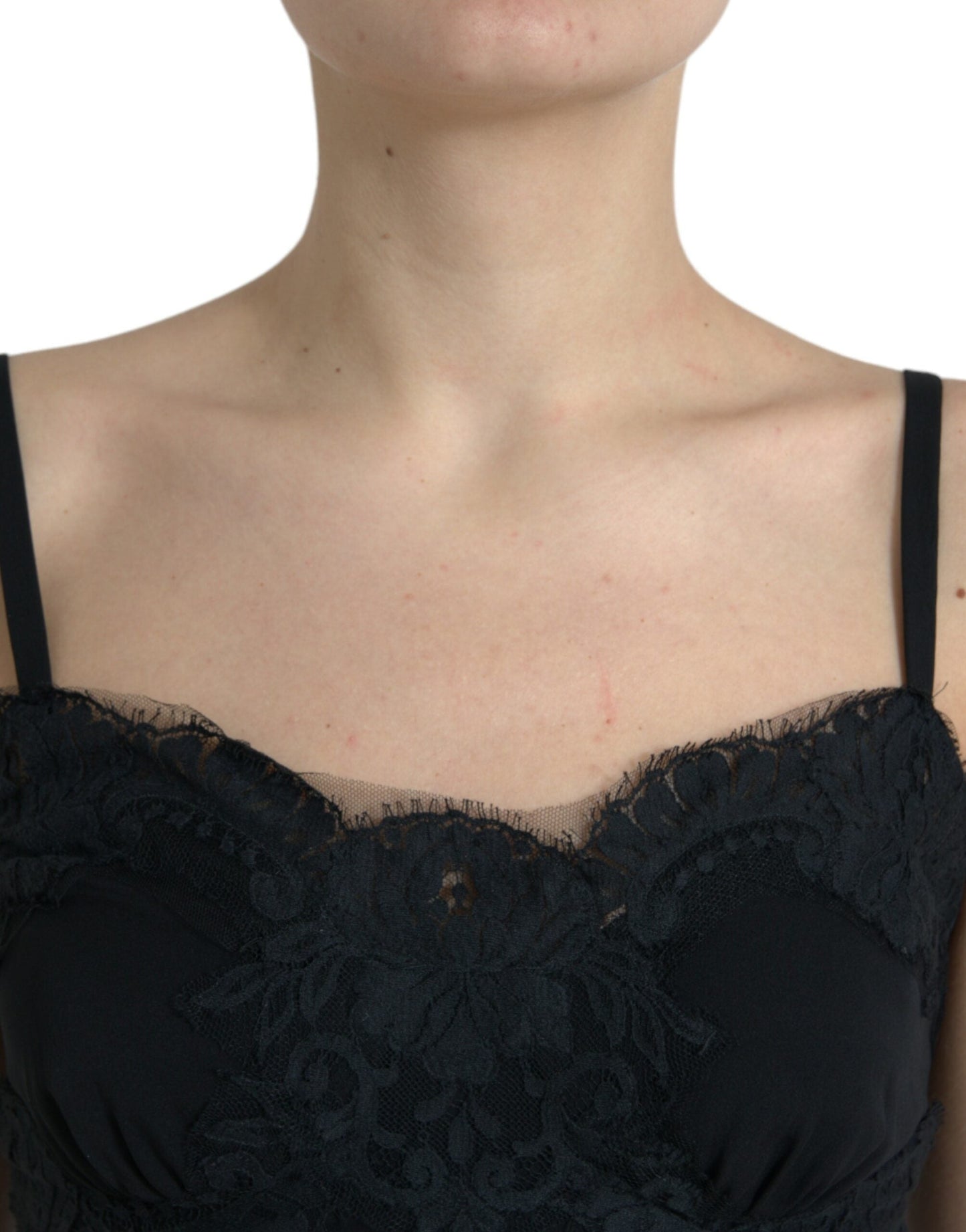 Dolce & Gabbana Black Silk Stretch Lace Sleeveless Tank Women's Top