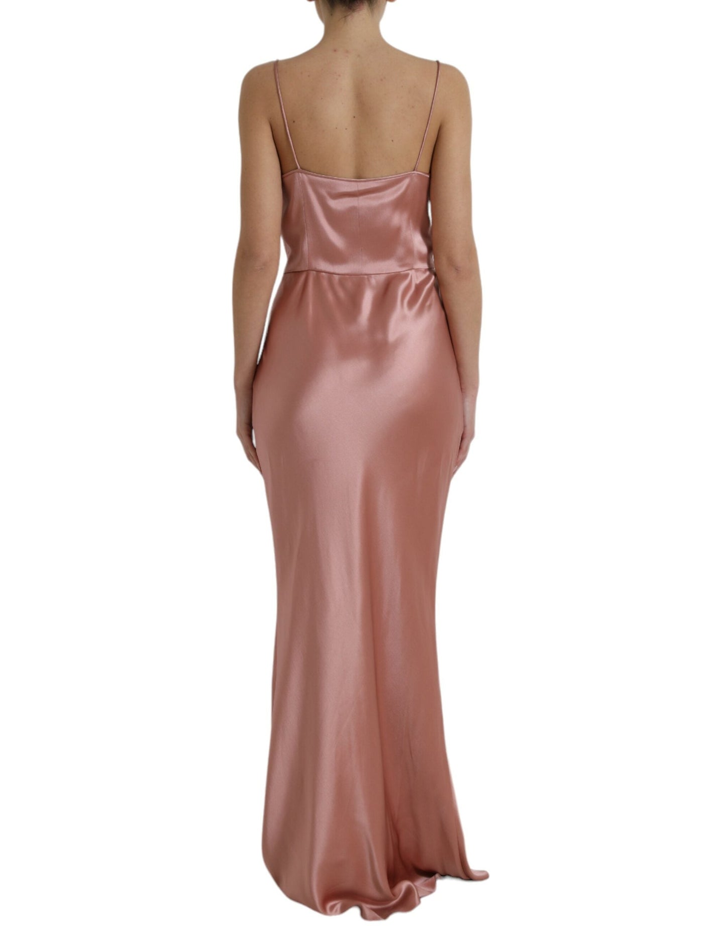 Dolce & Gabbana Pink Silk Spaghetti Straps Long Gown Women's Dress