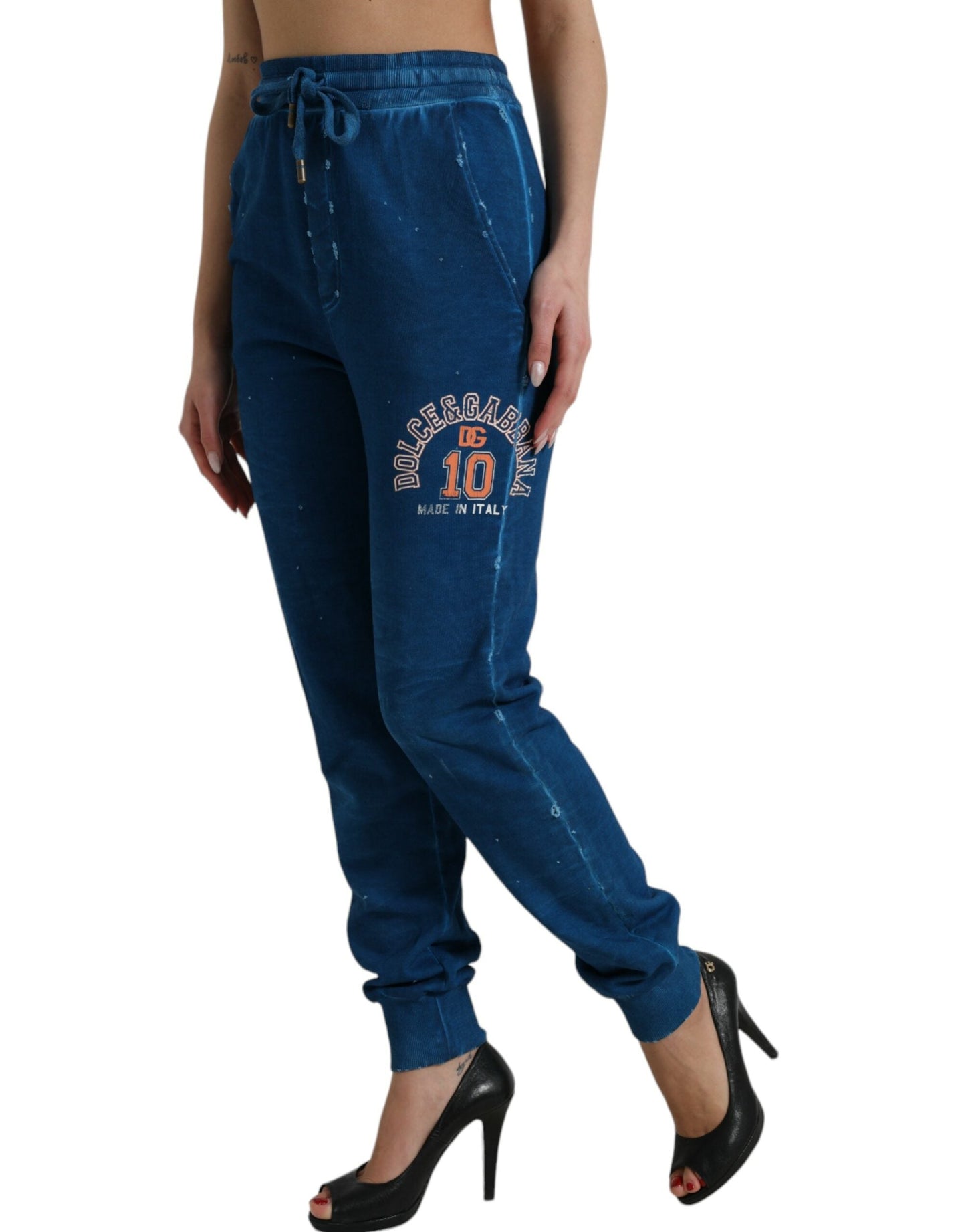 Dolce & Gabbana Blue Logo Cotton Jogger SweatWomen's Women's Pants