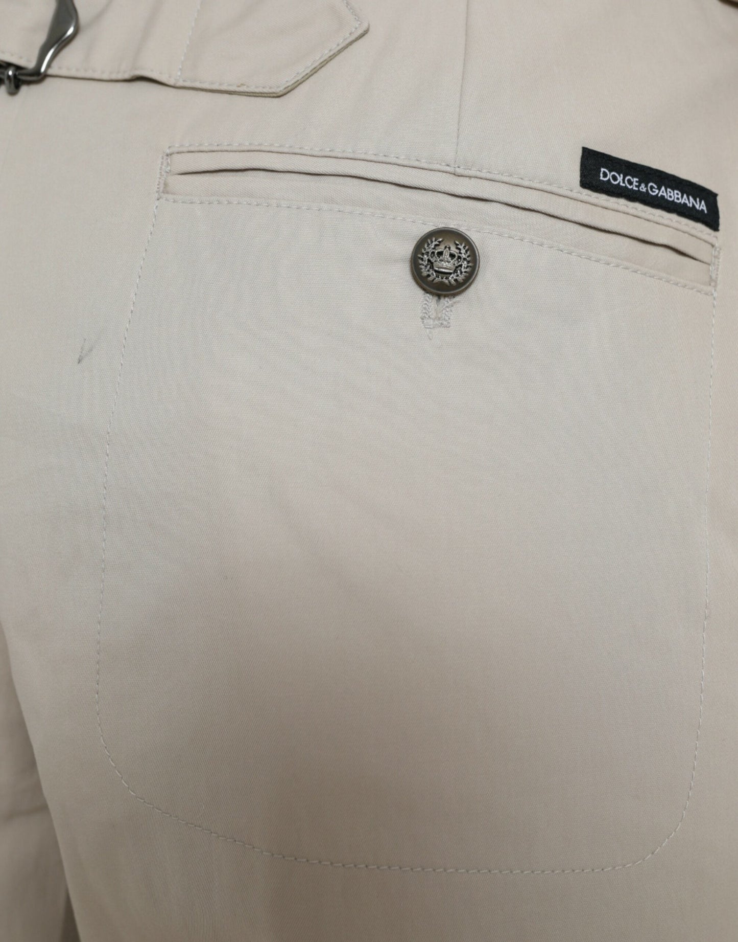 Dolce & Gabbana Beige Cotton High Waist Tapered Women's Pants